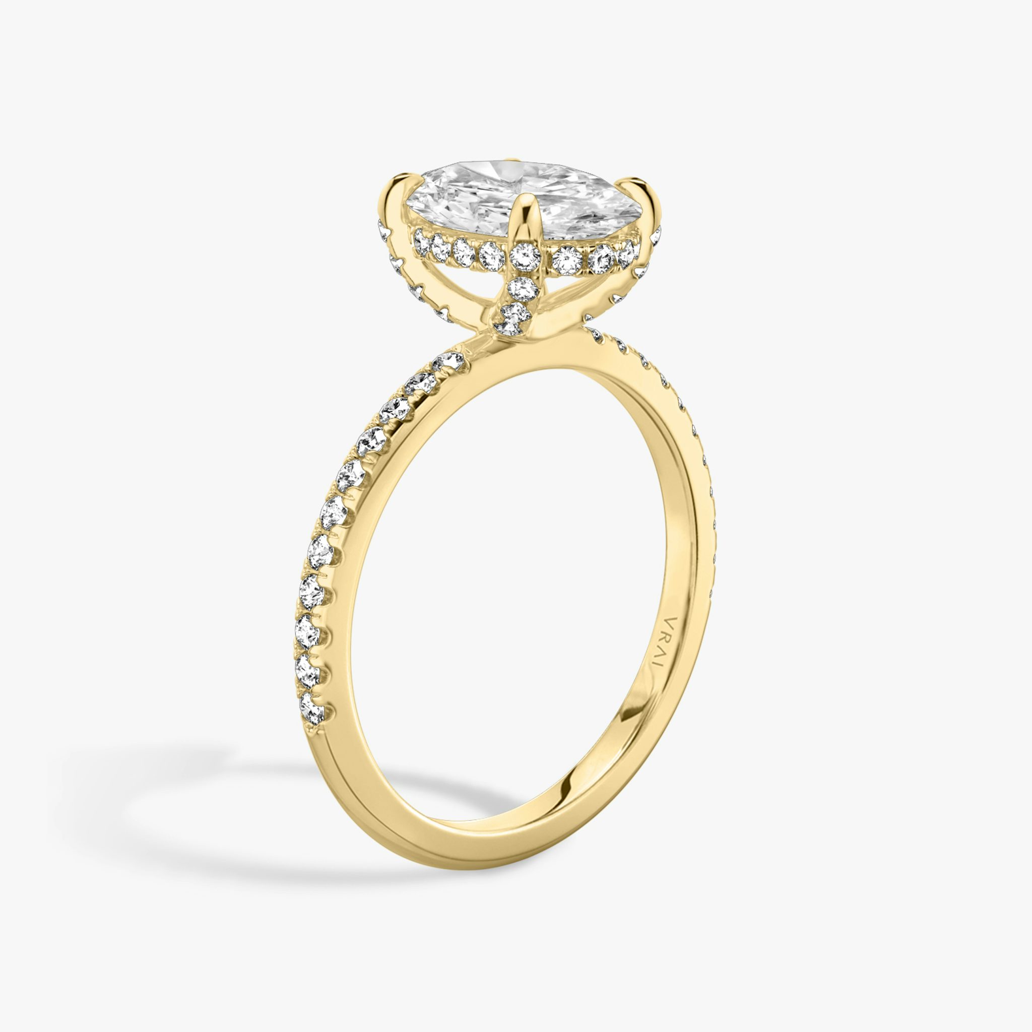 The Classic Hidden Halo | Oval | 18k | Yellow Gold | bandAccent: Pavé | bandWidth: standard | prongStyle: Pavé | diamondOrientation: vertical | caratWeight: other