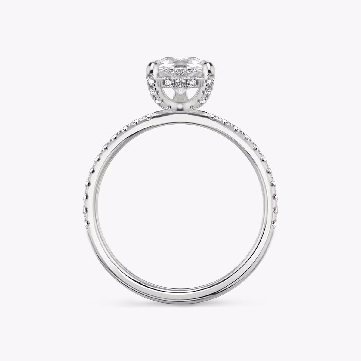 The Classic Hidden Halo | Pear | 18k | White Gold | bandAccent: Pavé | bandWidth: standard | prongStyle: Pavé | diamondOrientation: vertical | caratWeight: other