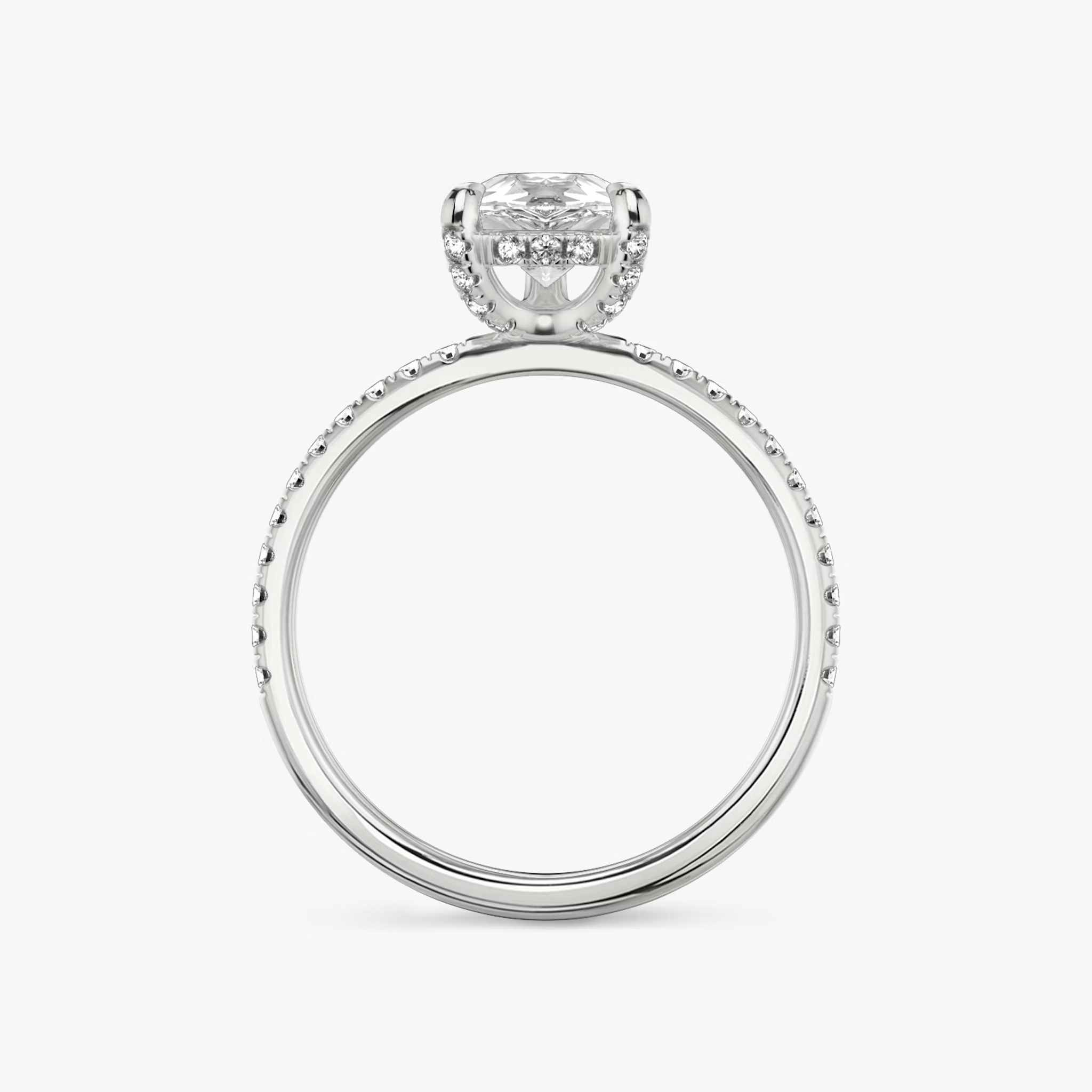 The Classic Hidden Halo | Pear | 18k | White Gold | bandAccent: Pavé | bandWidth: standard | prongStyle: Pavé | diamondOrientation: vertical | caratWeight: other