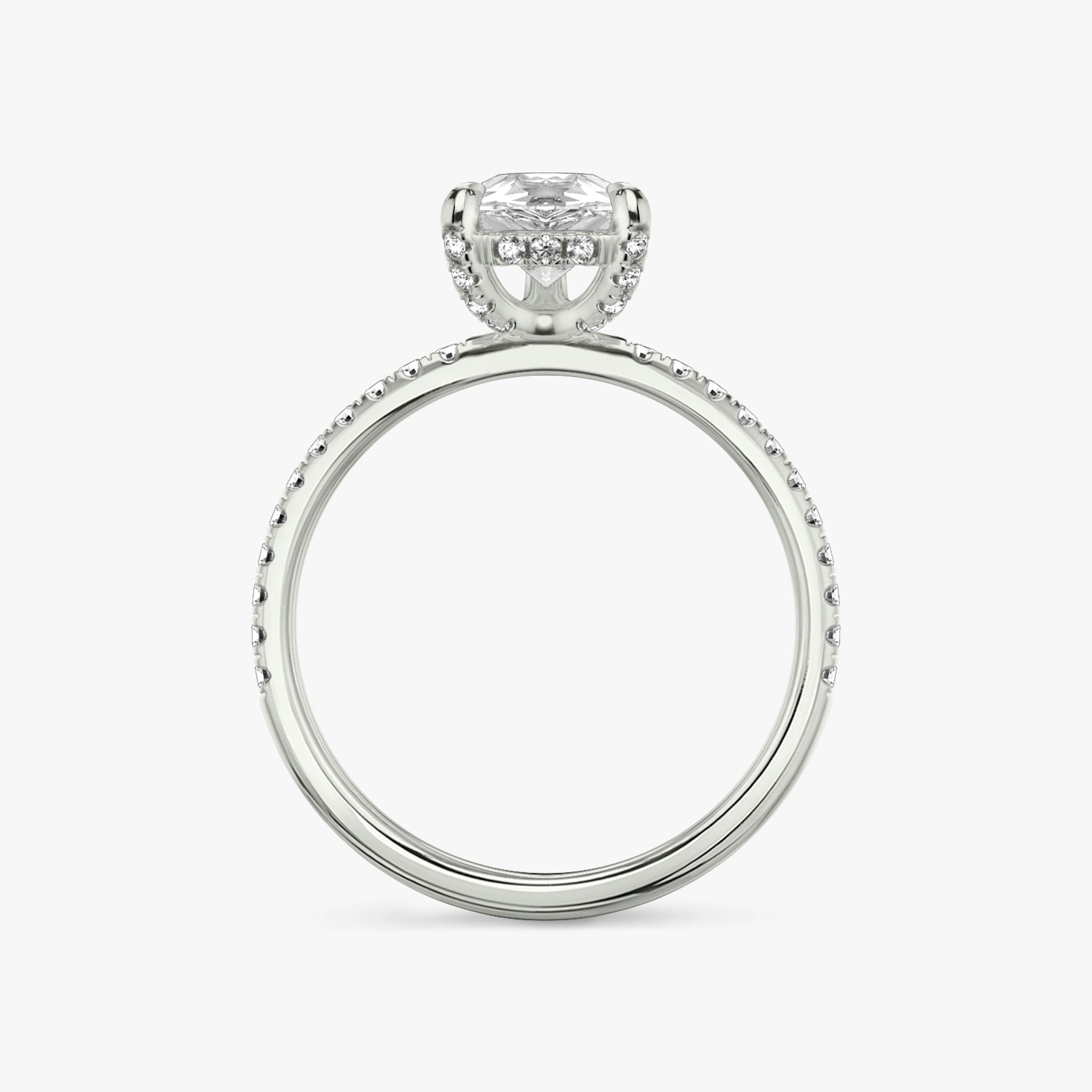 The Classic Hidden Halo | Pear | 18k | White Gold | bandAccent: Pavé | bandWidth: standard | prongStyle: Pavé | diamondOrientation: vertical | caratWeight: other