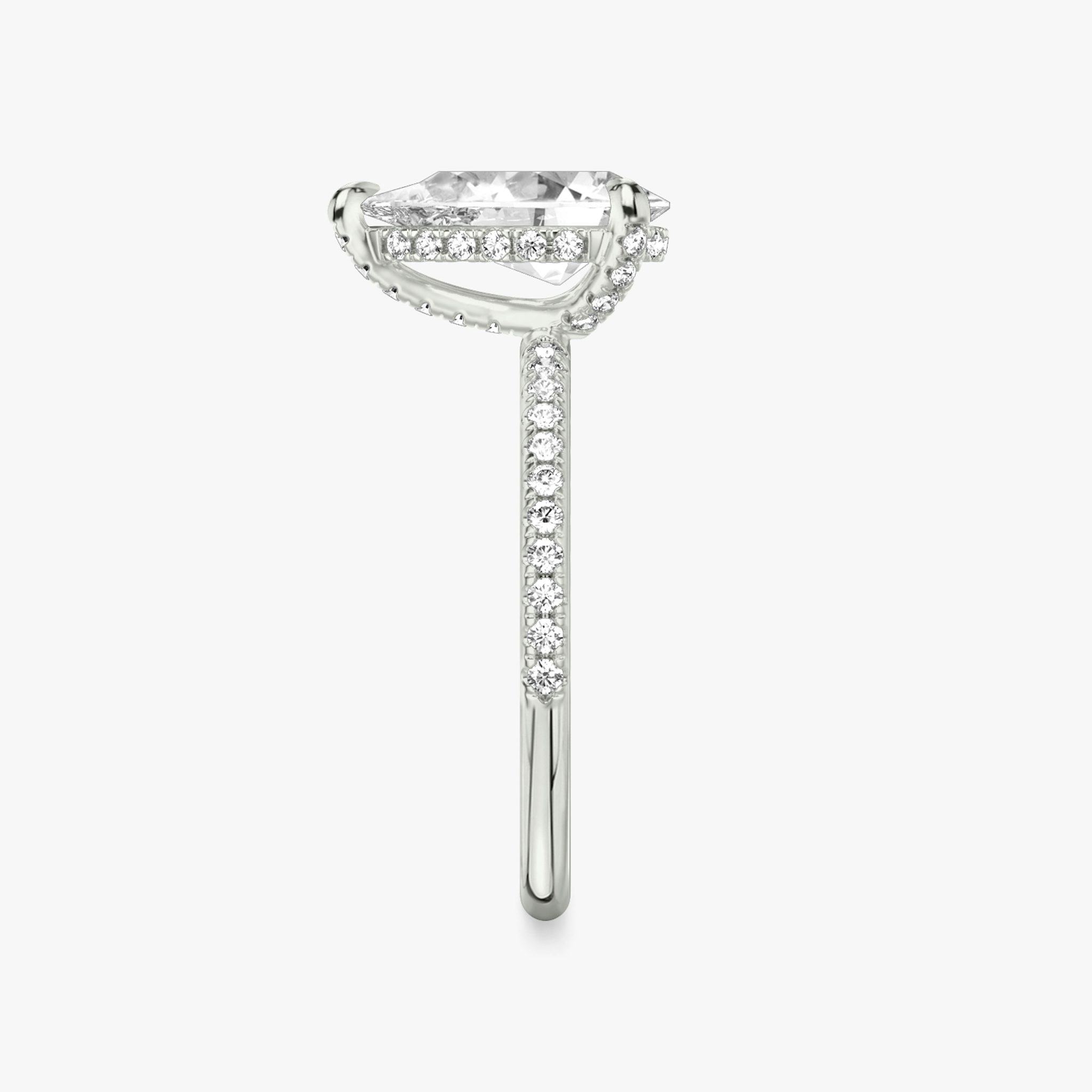 The Classic Hidden Halo | Pear | 18k | White Gold | bandAccent: Pavé | bandWidth: standard | prongStyle: Pavé | diamondOrientation: vertical | caratWeight: other