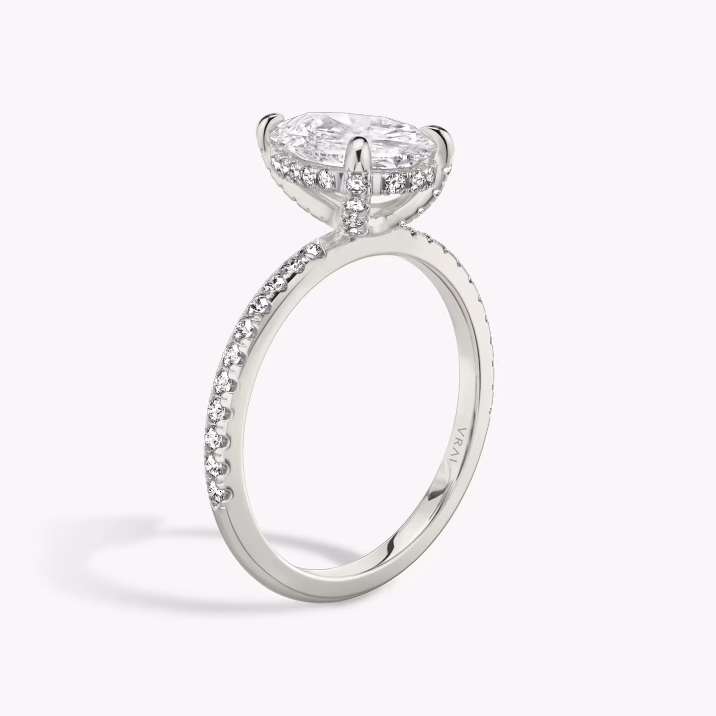 The Classic Hidden Halo Pear | White Gold
