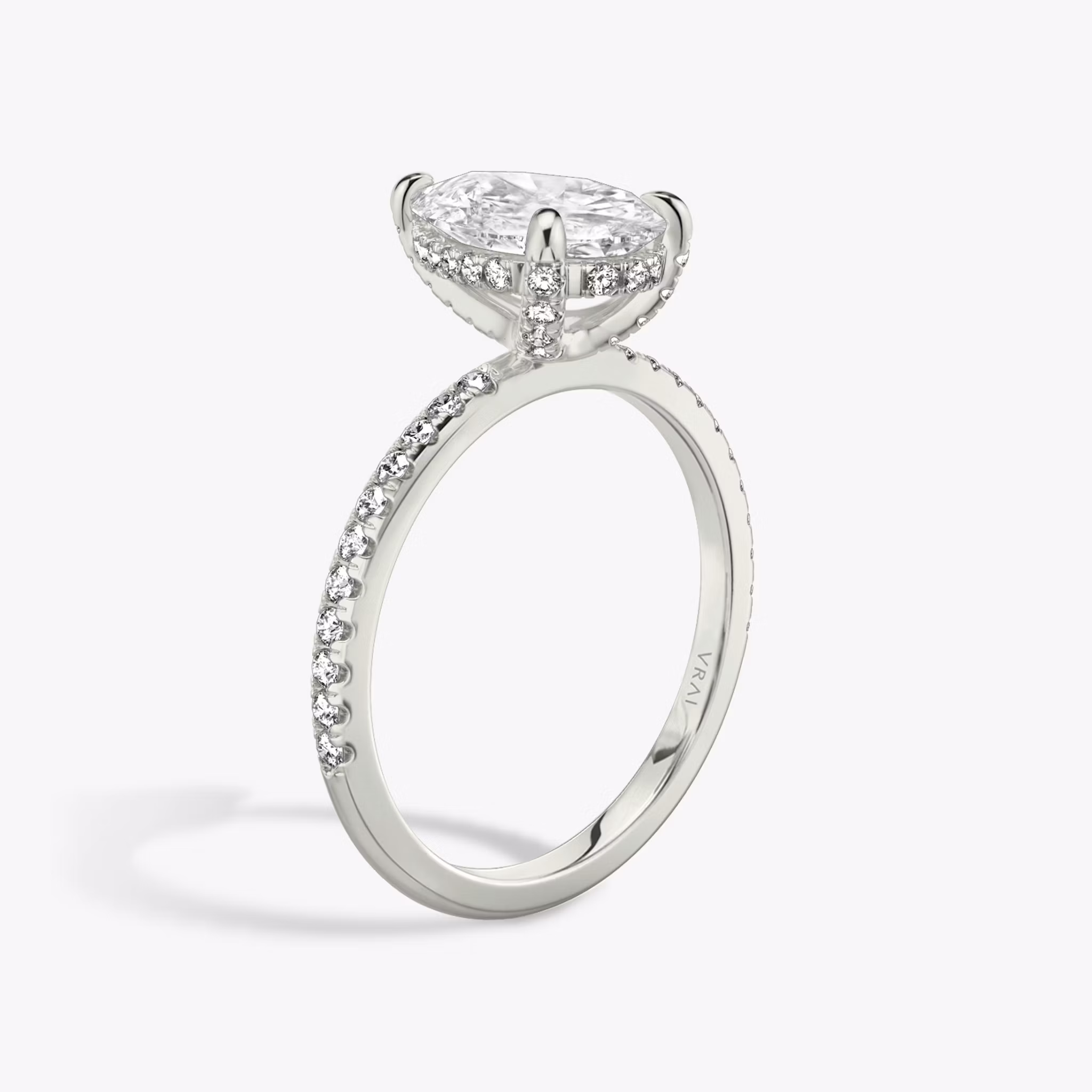 The Classic Hidden Halo Pear | White Gold