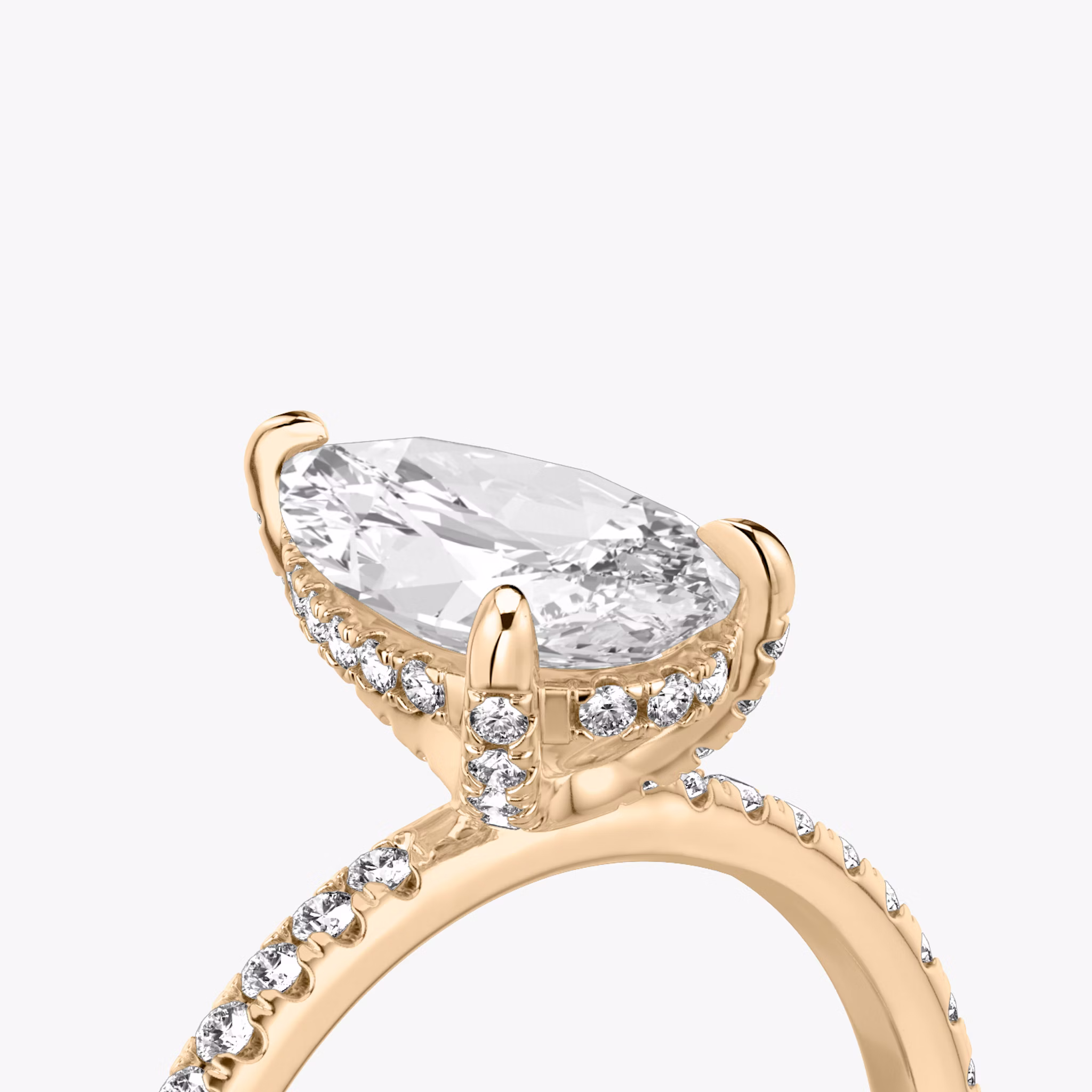 The Classic Hidden Halo | Pear | 14k | Rose Gold | bandAccent: Pavé | bandWidth: standard | prongStyle: Pavé | diamondOrientation: vertical | caratWeight: other