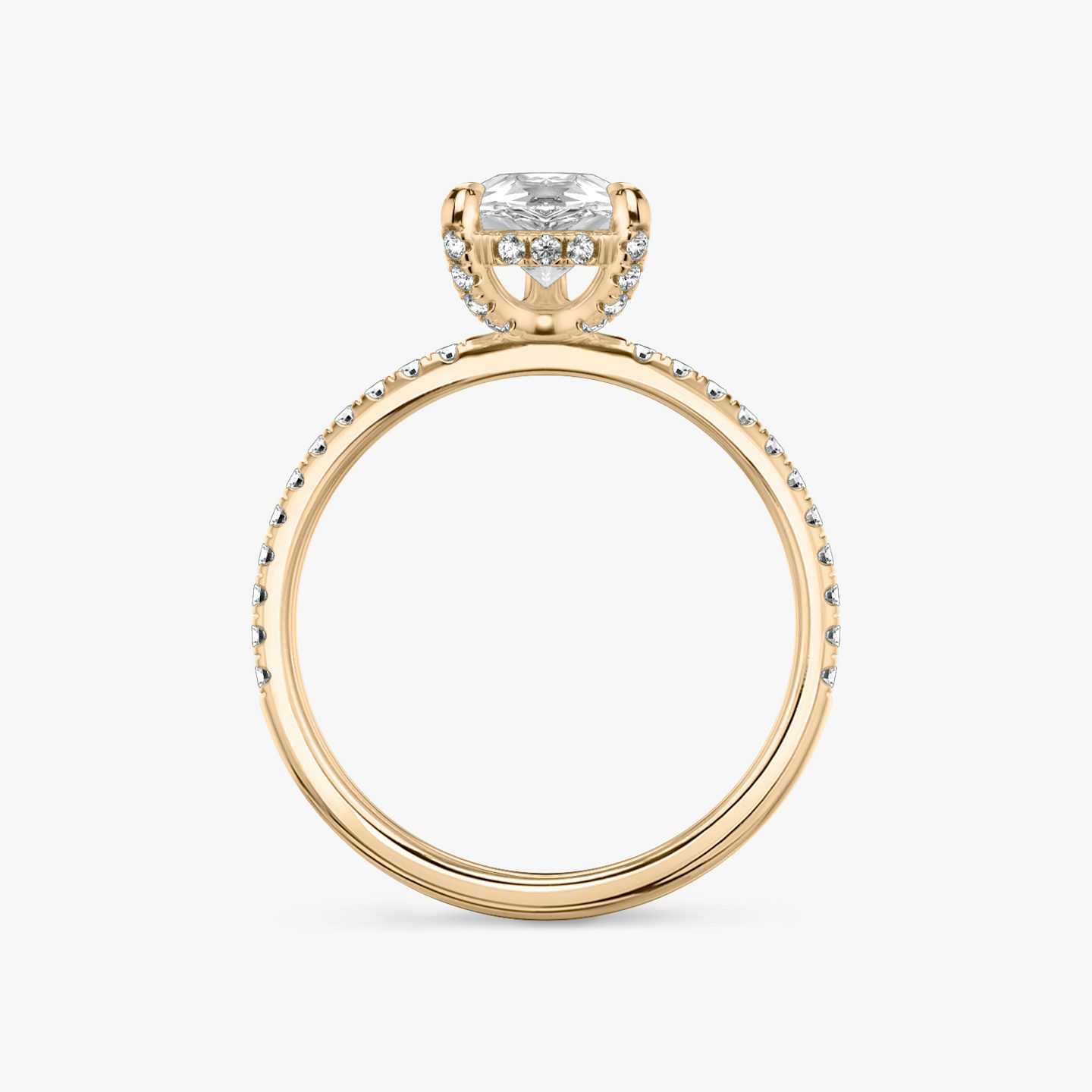 Anillo de compromiso Classic Hidden Halo | Pera | 14k | Oro rosa | bandAccent: Pavé | bandWidth: standard | prongStyle: Pavé | diamondOrientation: vertical | caratWeight: other