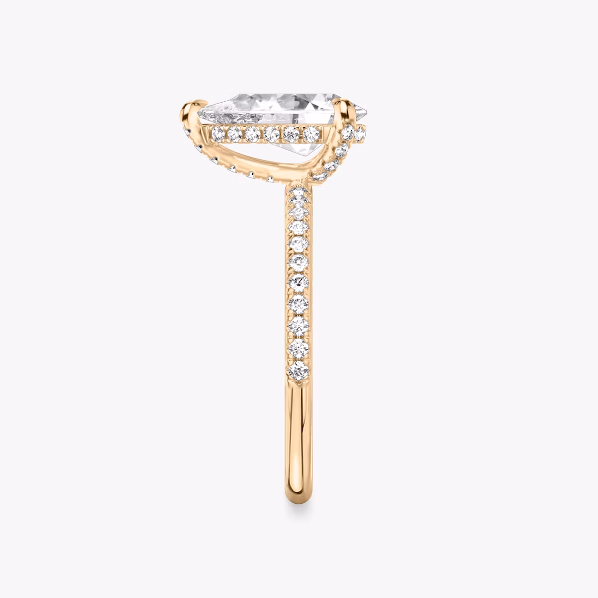 The Classic Hidden Halo | Pear | 14k | Rose Gold | bandAccent: Pavé | bandWidth: standard | prongStyle: Pavé | diamondOrientation: vertical | caratWeight: other