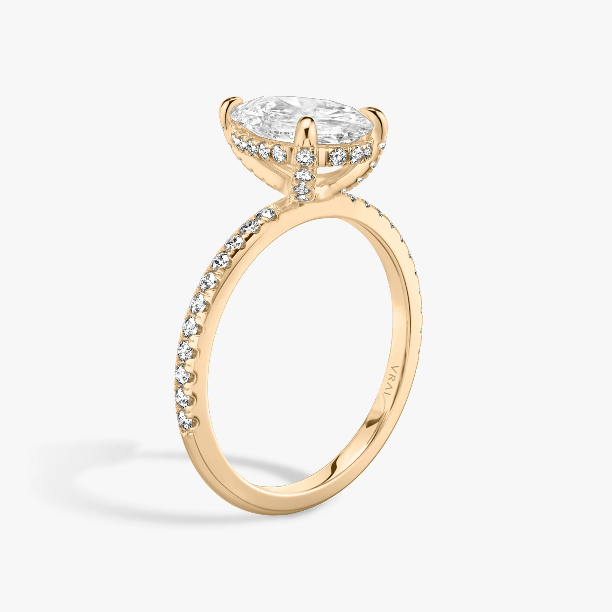 The Classic Hidden Halo | Pear | 14k | Rose Gold | bandAccent: Pavé | bandWidth: standard | prongStyle: Pavé | diamondOrientation: vertical | caratWeight: other