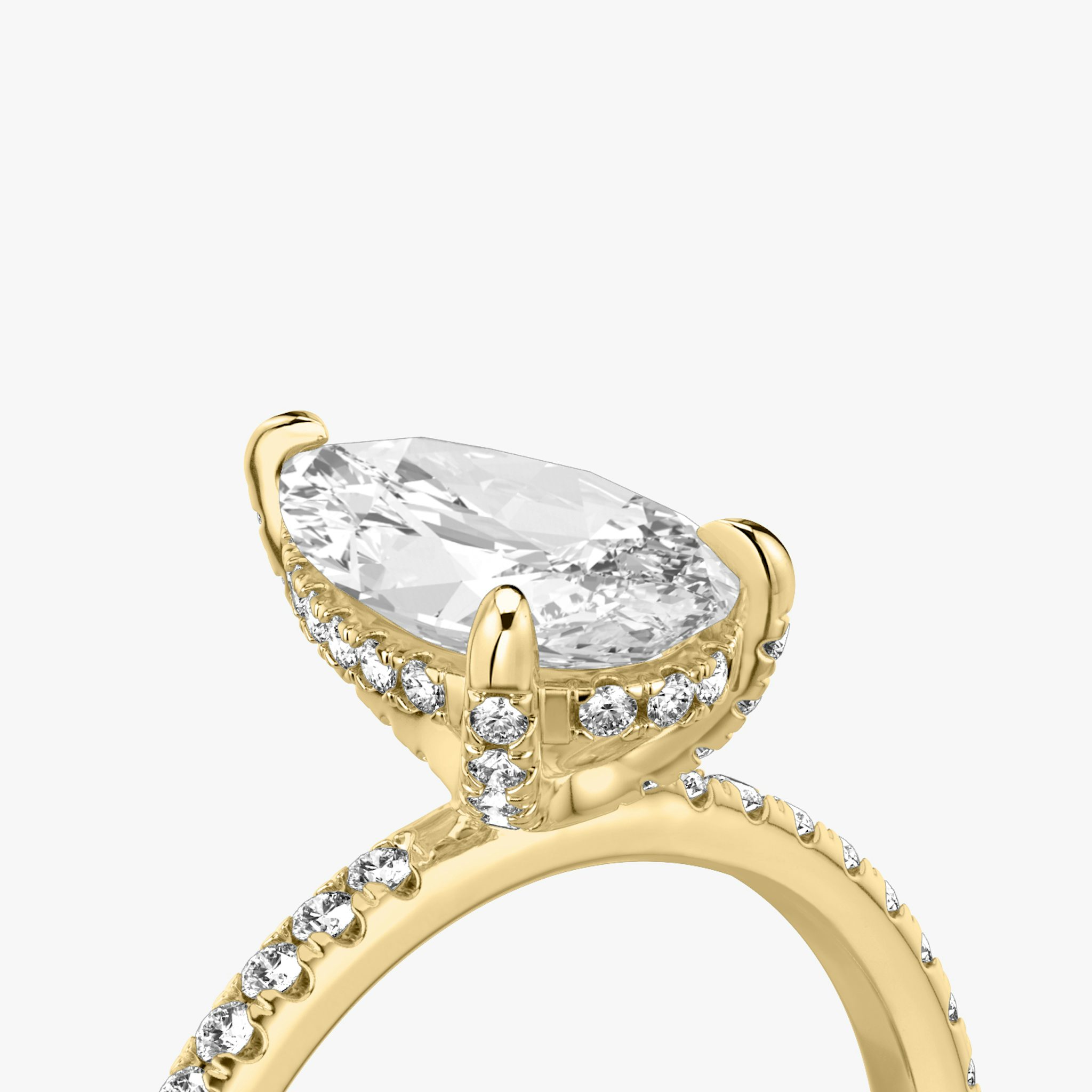 The Classic Hidden Halo | Pear | 18k | Yellow Gold | bandAccent: Pavé | bandWidth: standard | prongStyle: Pavé | diamondOrientation: vertical | caratWeight: other