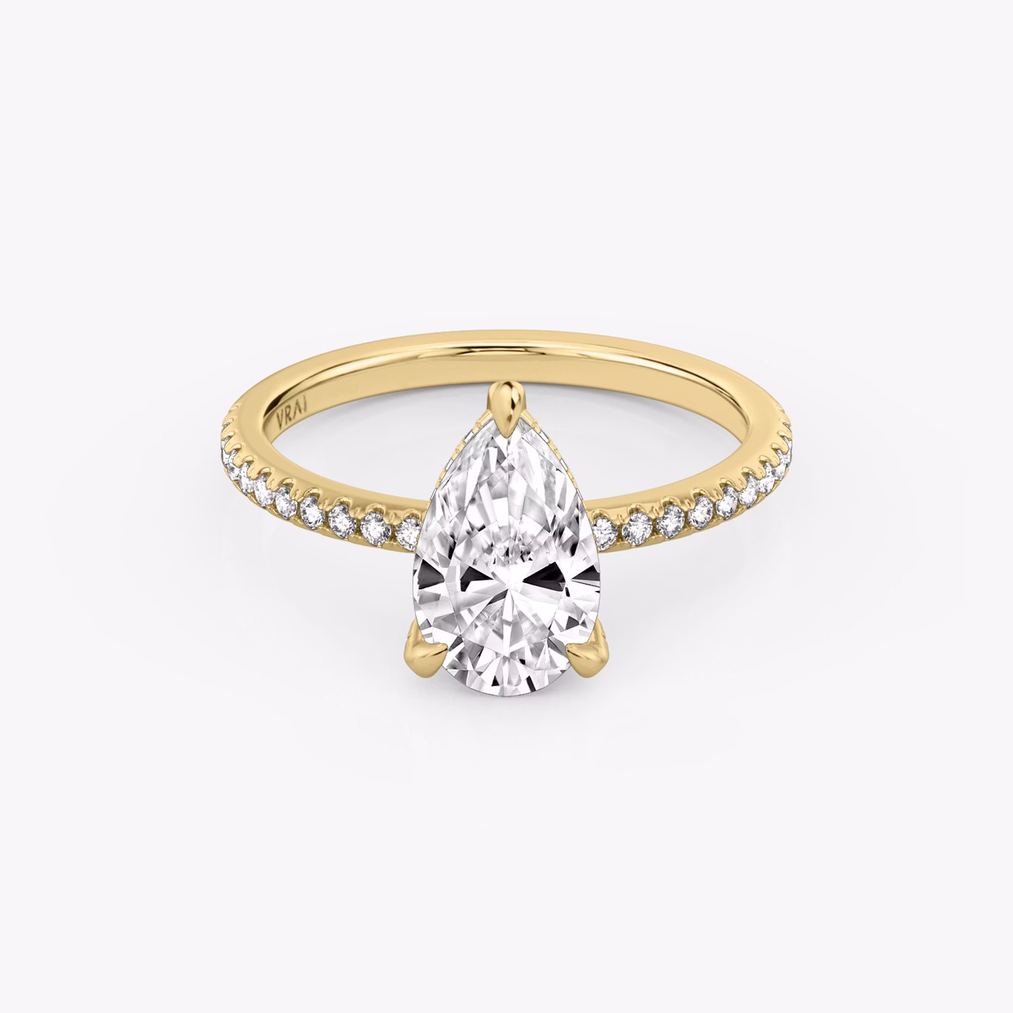 The Classic Hidden Halo | Pear | 18k | Yellow Gold | bandAccent: Pavé | bandWidth: standard | prongStyle: Pavé | diamondOrientation: vertical | caratWeight: other