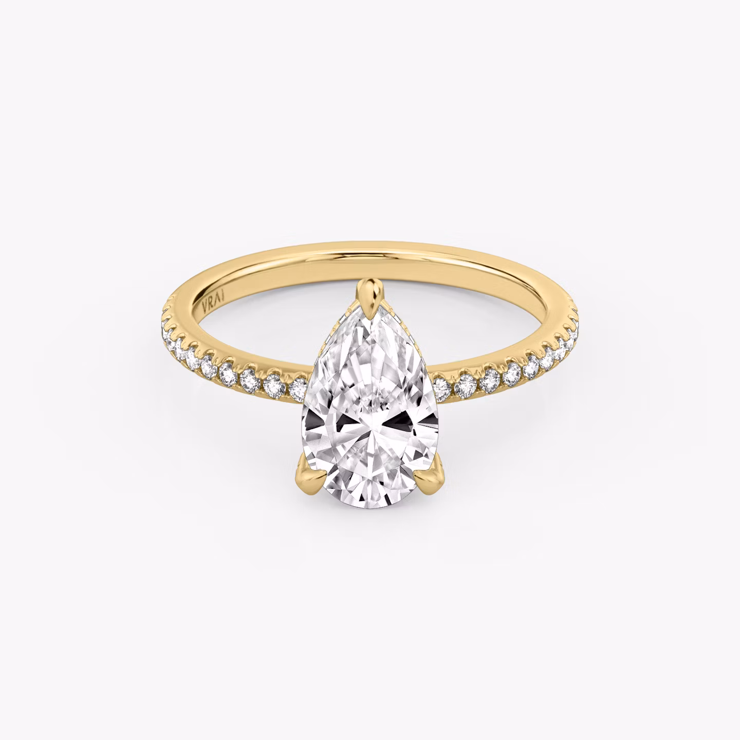 The Classic Hidden Halo | Pear | 18k | Yellow Gold | bandAccent: Pavé | bandWidth: standard | prongStyle: Pavé | diamondOrientation: vertical | caratWeight: other