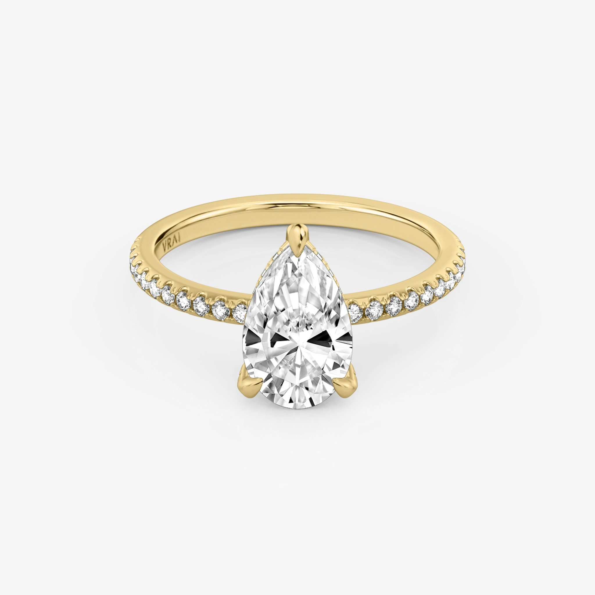 The Classic Hidden Halo | Pear | 18k | Yellow Gold | bandAccent: Pavé | bandWidth: standard | prongStyle: Pavé | diamondOrientation: vertical | caratWeight: other