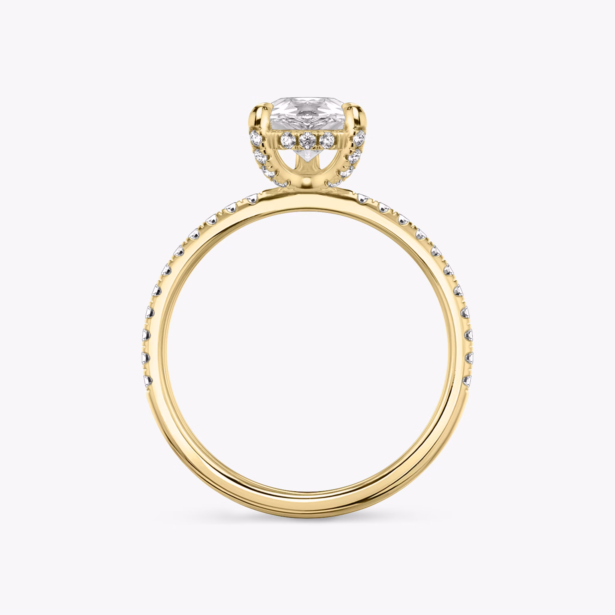 The Classic Hidden Halo | Pear | 18k | Yellow Gold | bandAccent: Pavé | bandWidth: standard | prongStyle: Pavé | diamondOrientation: vertical | caratWeight: other