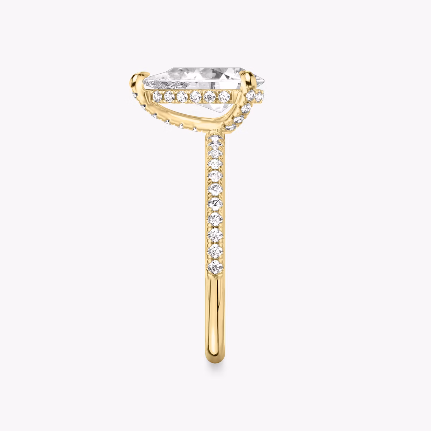 The Classic Hidden Halo | Pear | 18k | Yellow Gold | bandAccent: Pavé | bandWidth: standard | prongStyle: Pavé | diamondOrientation: vertical | caratWeight: other