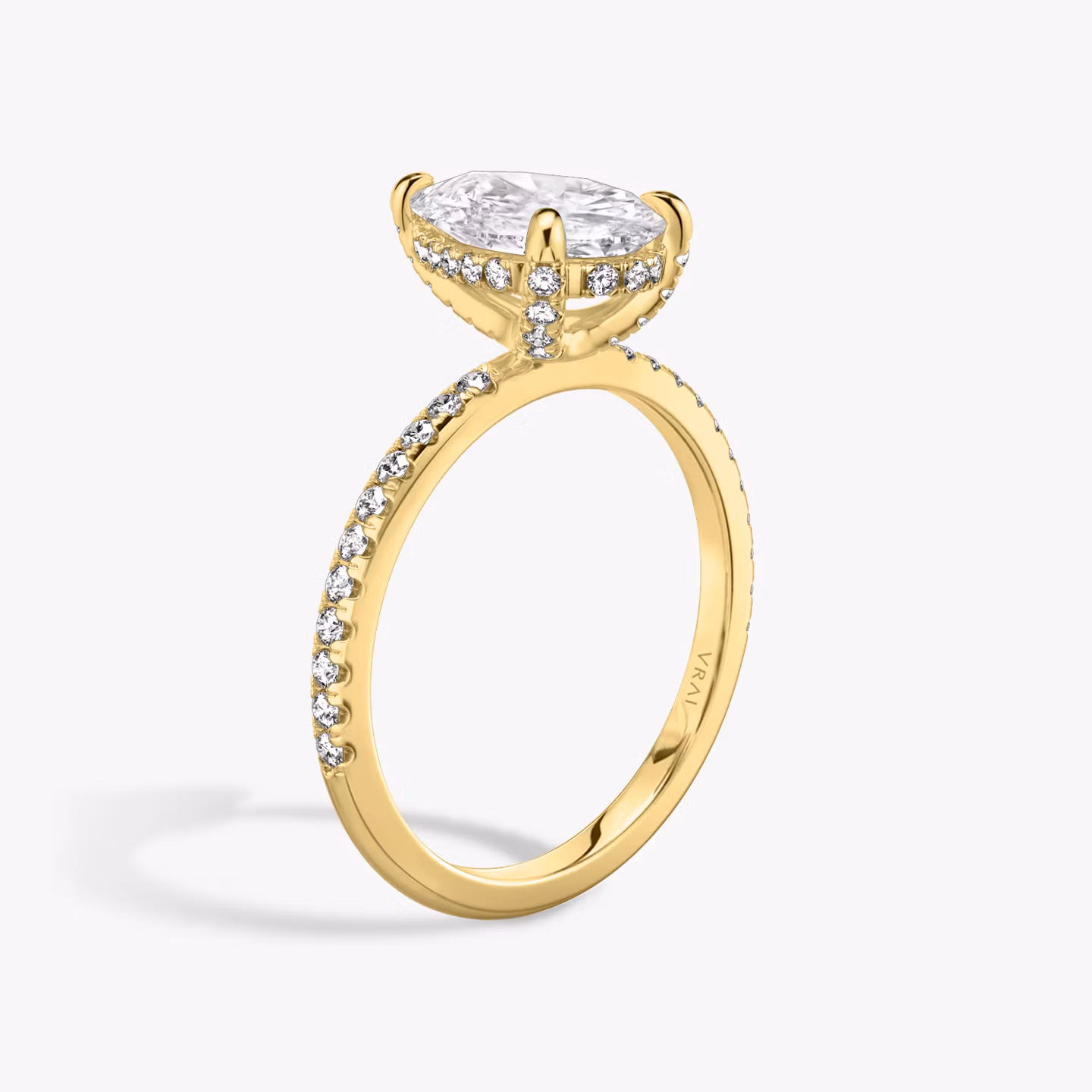 The Classic Hidden Halo Pear | Yellow Gold