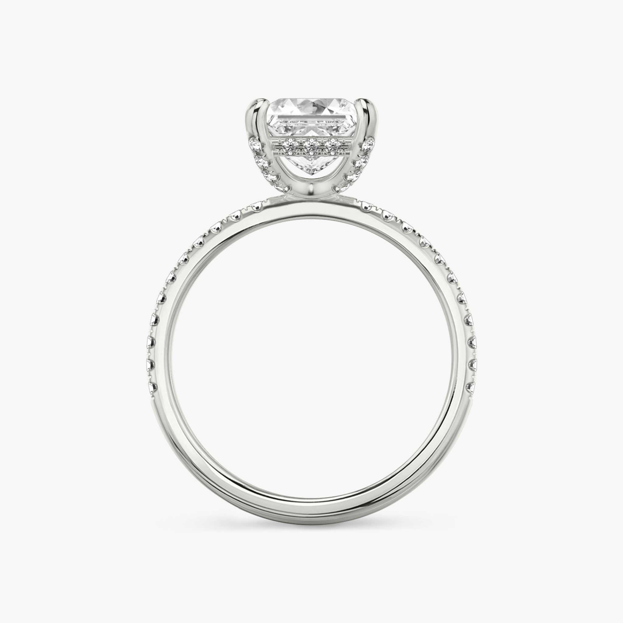 The Classic Hidden Halo | Princess | 18k | White Gold | bandAccent: Pavé | bandWidth: standard | prongStyle: Pavé | diamondOrientation: vertical | caratWeight: other