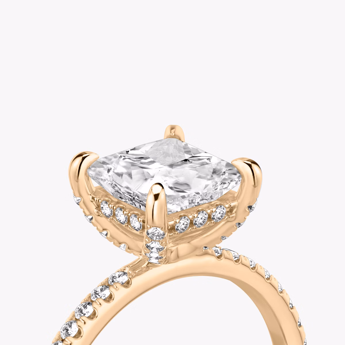 The Classic Hidden Halo | Princess | 14k | Rose Gold | bandAccent: Pavé | bandWidth: standard | prongStyle: Pavé | diamondOrientation: vertical | caratWeight: other