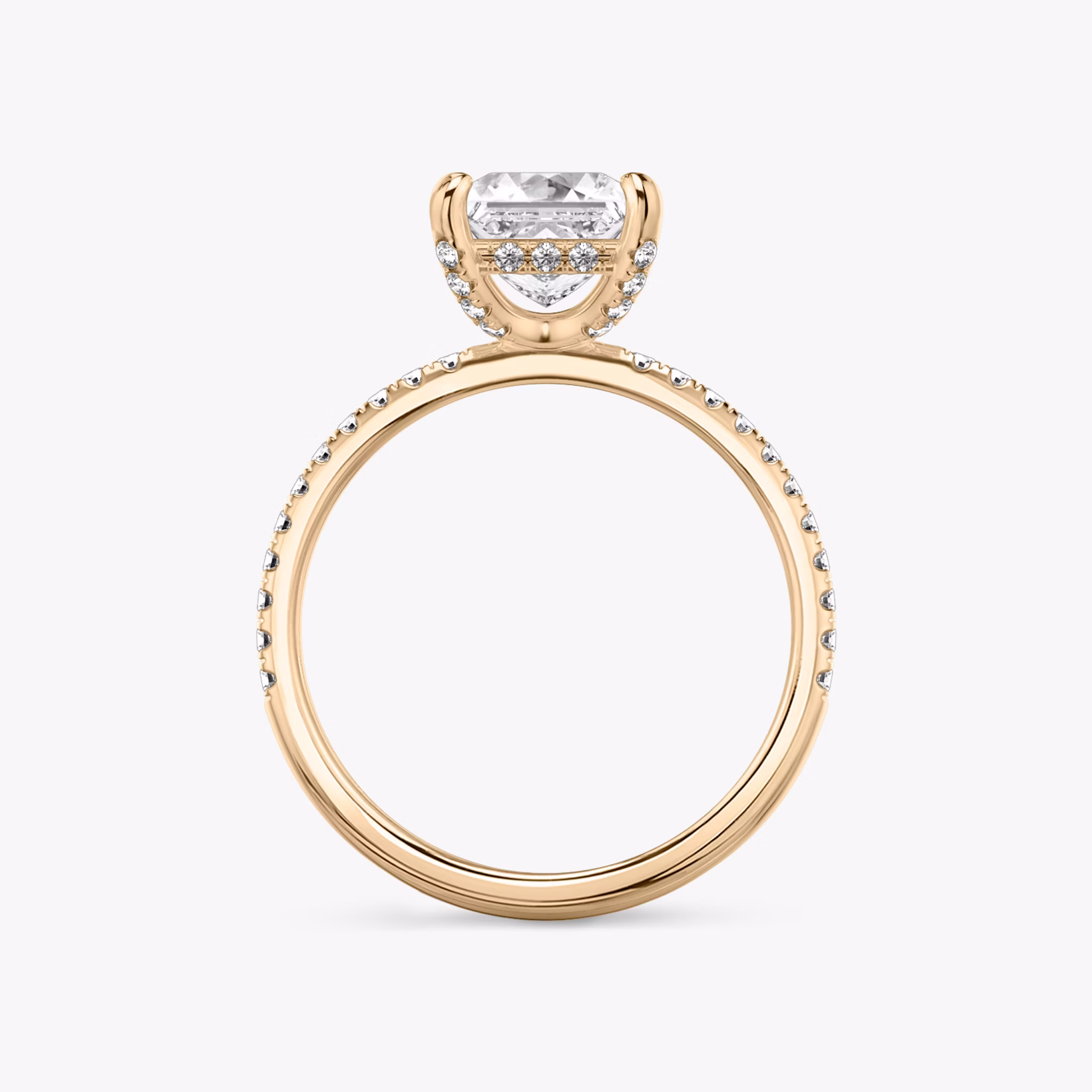 The Classic Hidden Halo | Princess | 14k | Rose Gold | bandAccent: Pavé | bandWidth: standard | prongStyle: Pavé | diamondOrientation: vertical | caratWeight: other