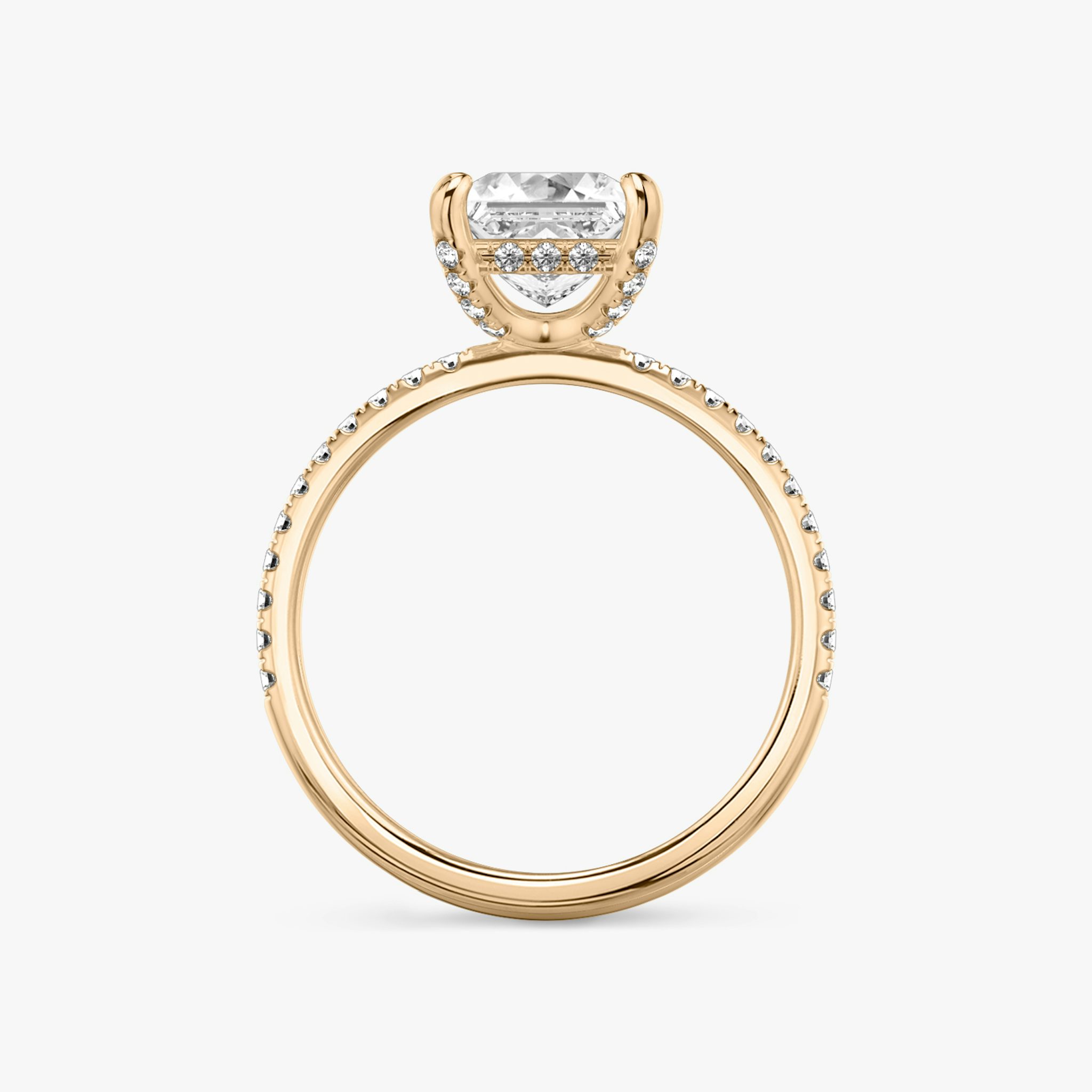 The Classic Hidden Halo | Princess | 14k | Rose Gold | bandAccent: Pavé | bandWidth: standard | prongStyle: Pavé | diamondOrientation: vertical | caratWeight: other