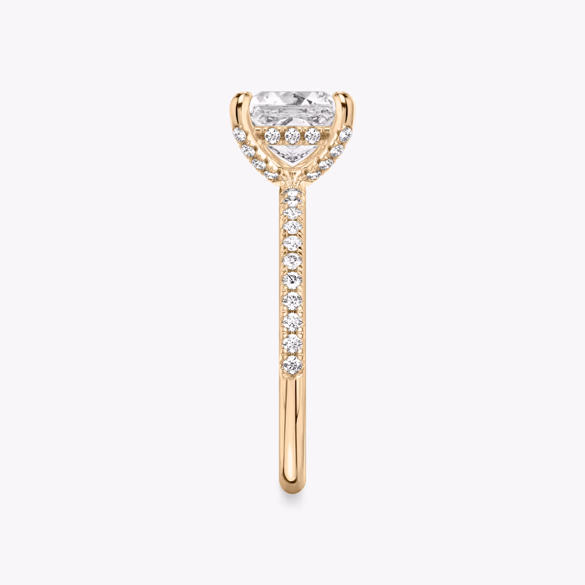 The Classic Hidden Halo | Princess | 14k | Rose Gold | bandAccent: Pavé | bandWidth: standard | prongStyle: Pavé | diamondOrientation: vertical | caratWeight: other