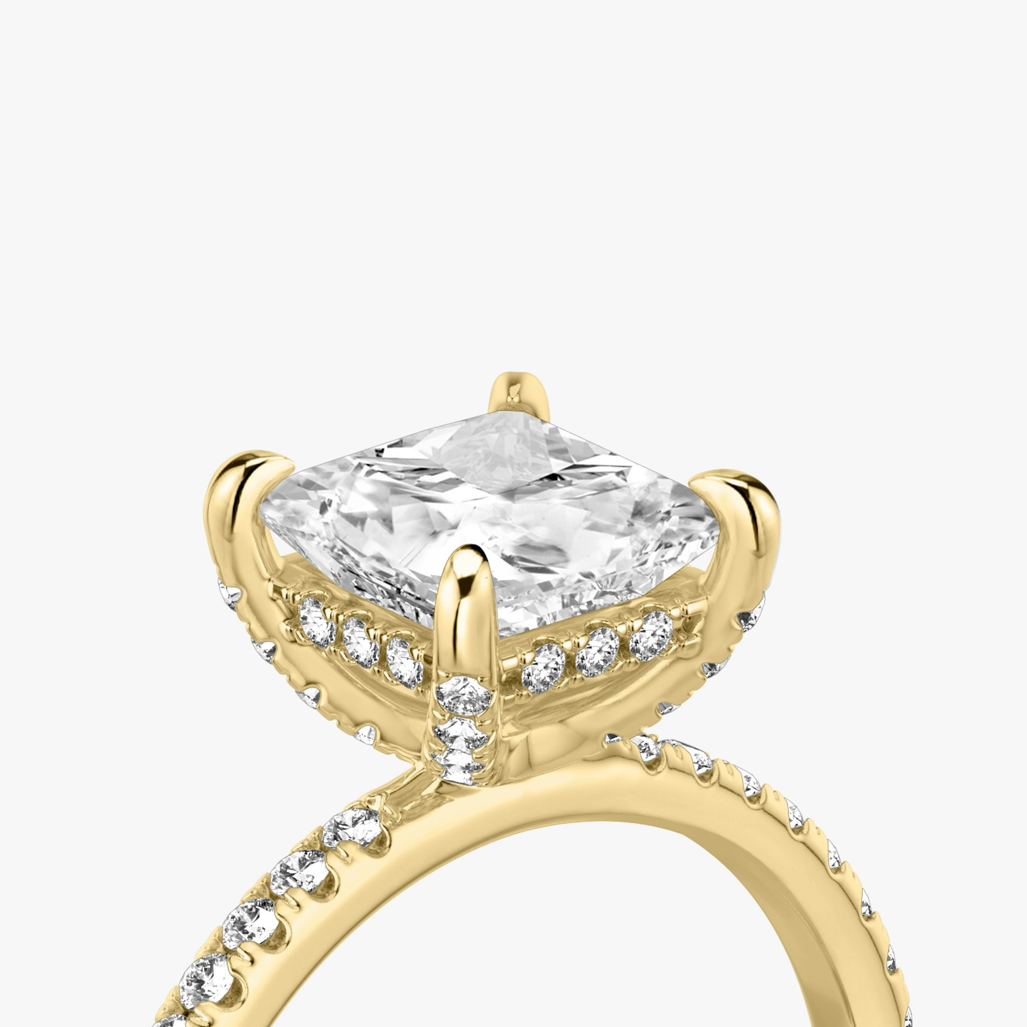 The Classic Hidden Halo | Princess | 18k | Yellow Gold | bandAccent: Pavé | bandWidth: standard | prongStyle: Pavé | diamondOrientation: vertical | caratWeight: other
