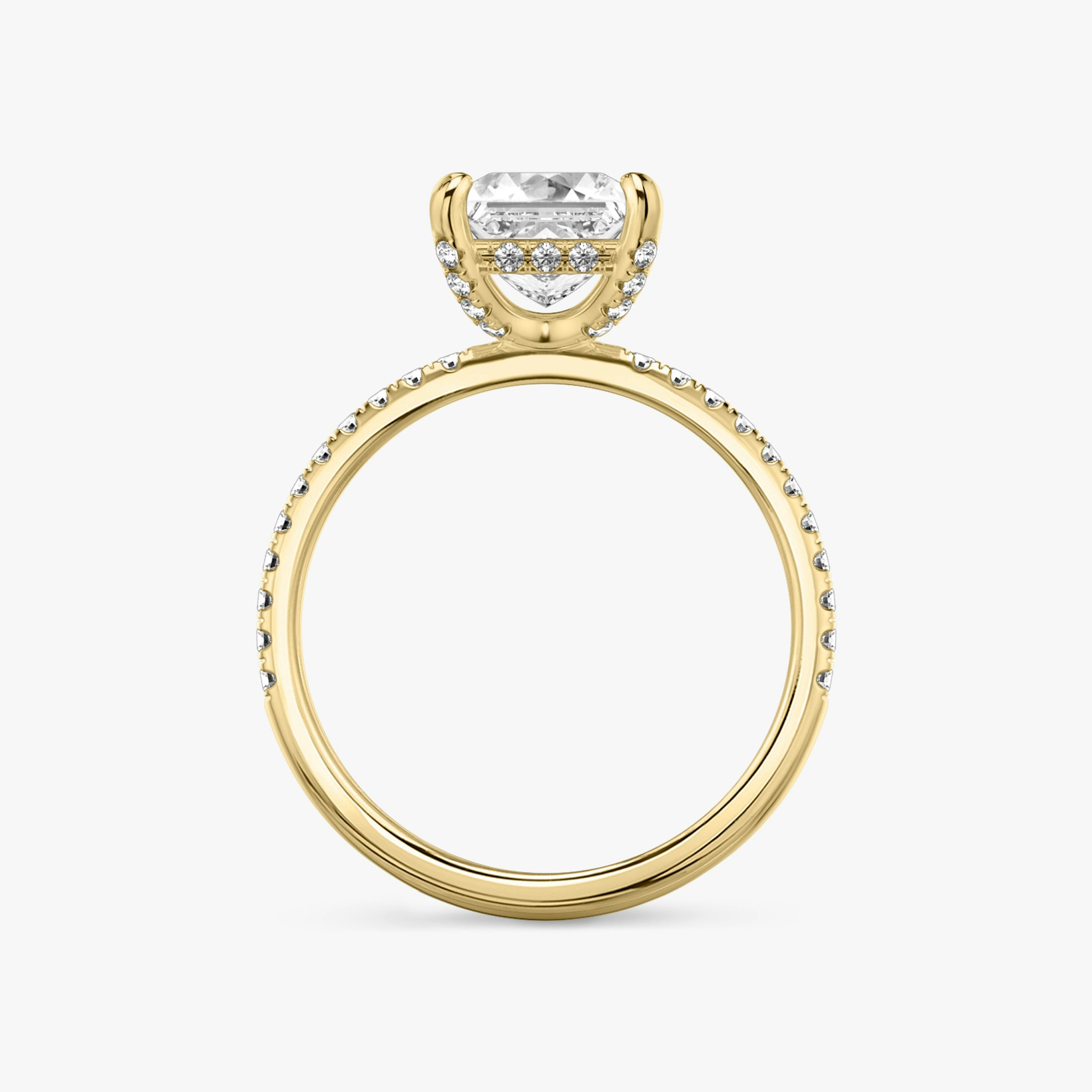 The Classic Hidden Halo | Princess | 18k | Yellow Gold | bandAccent: Pavé | bandWidth: standard | prongStyle: Pavé | diamondOrientation: vertical | caratWeight: other