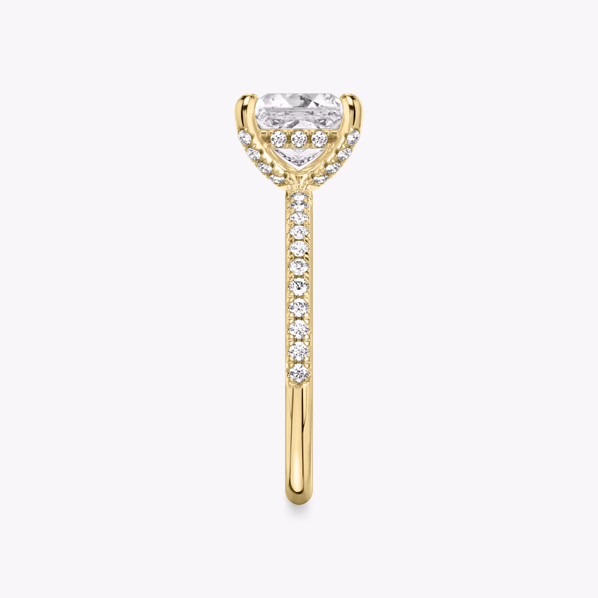 The Classic Hidden Halo | Princess | 18k | Yellow Gold | bandAccent: Pavé | bandWidth: standard | prongStyle: Pavé | diamondOrientation: vertical | caratWeight: other