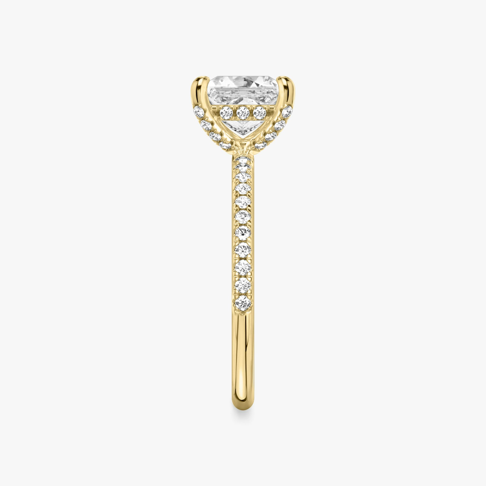 The Classic Hidden Halo | Princess | 18k | Yellow Gold | bandAccent: Pavé | bandWidth: standard | prongStyle: Pavé | diamondOrientation: vertical | caratWeight: other