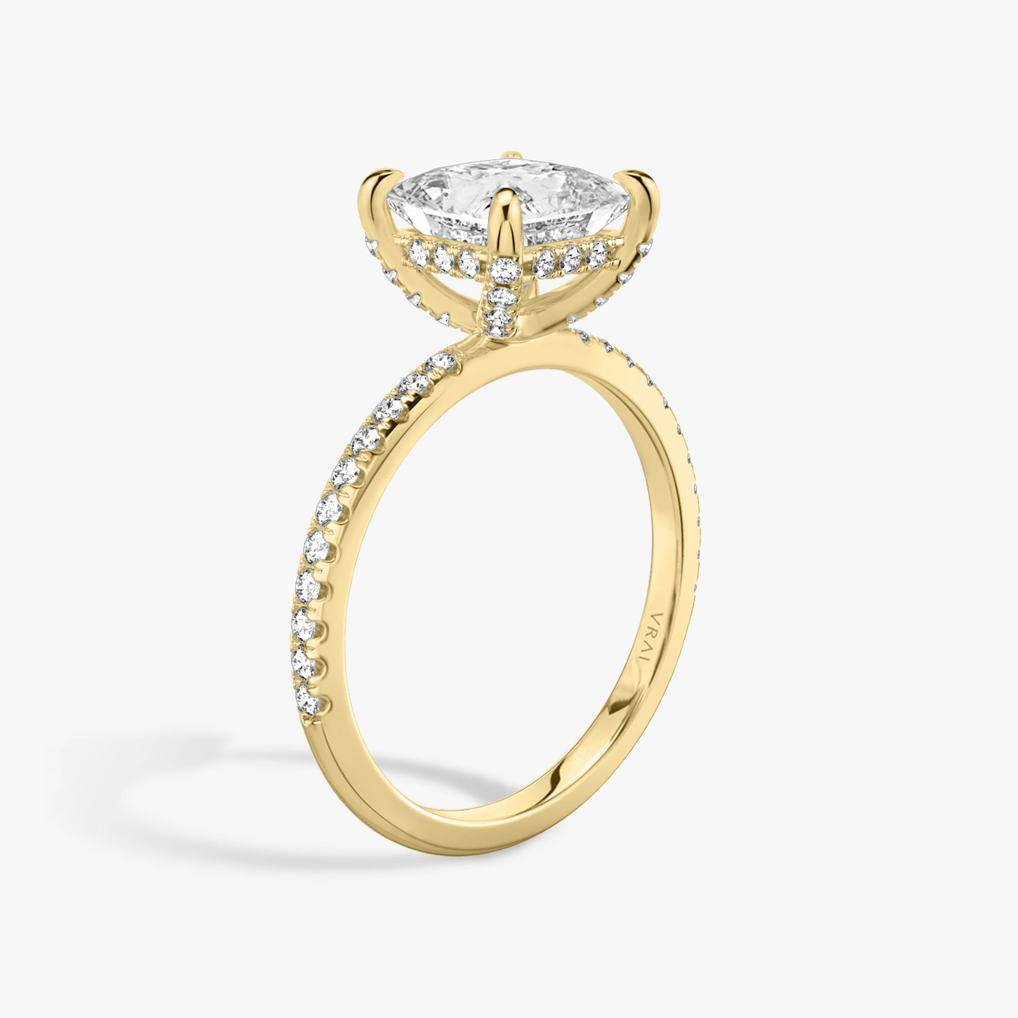 The Classic Hidden Halo | Princess | 18k | Yellow Gold | bandAccent: Pavé | bandWidth: standard | prongStyle: Pavé | diamondOrientation: vertical | caratWeight: other