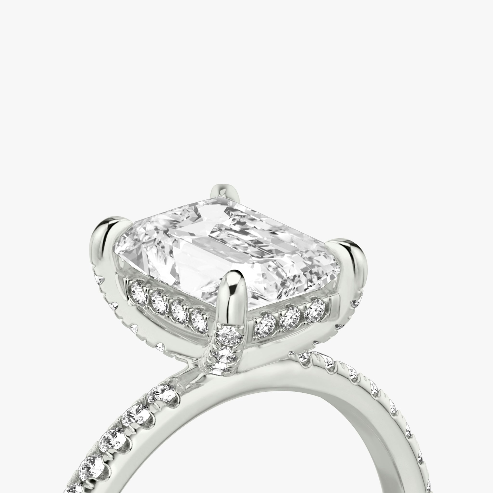 The Classic Hidden Halo | Radiant | 18k | White Gold | bandAccent: Pavé | bandWidth: standard | prongStyle: Pavé | diamondOrientation: vertical | caratWeight: other