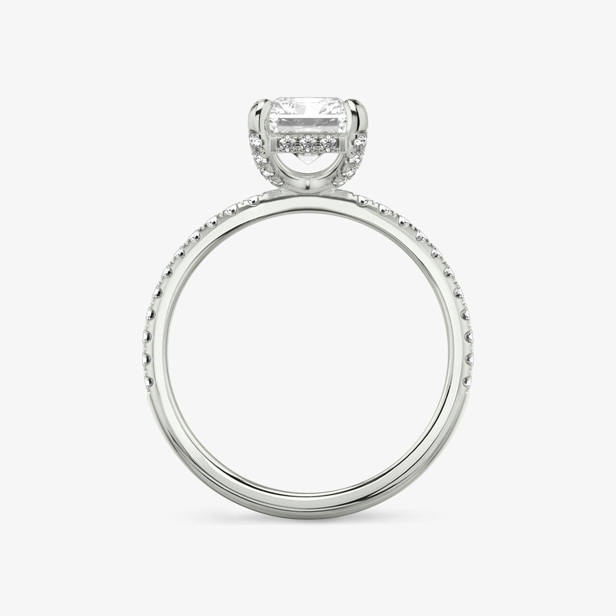 The Classic Hidden Halo | Radiant | 18k | White Gold | bandAccent: Pavé | bandWidth: standard | prongStyle: Pavé | diamondOrientation: vertical | caratWeight: other