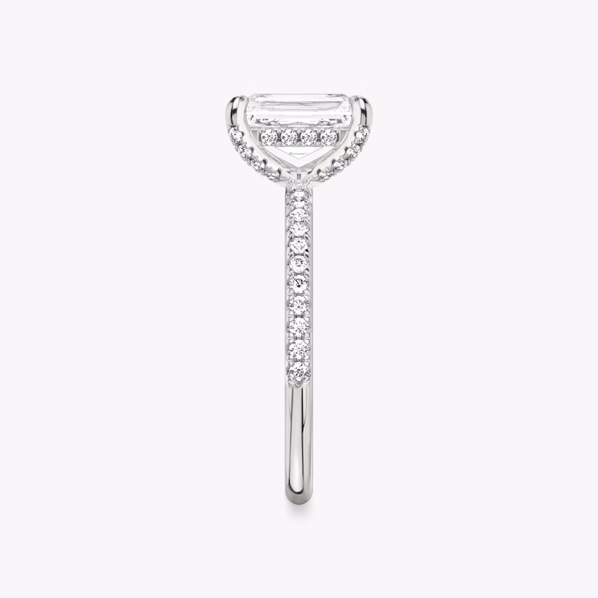 The Classic Hidden Halo | Radiant | 18k | White Gold | bandAccent: Pavé | bandWidth: standard | prongStyle: Pavé | diamondOrientation: vertical | caratWeight: other