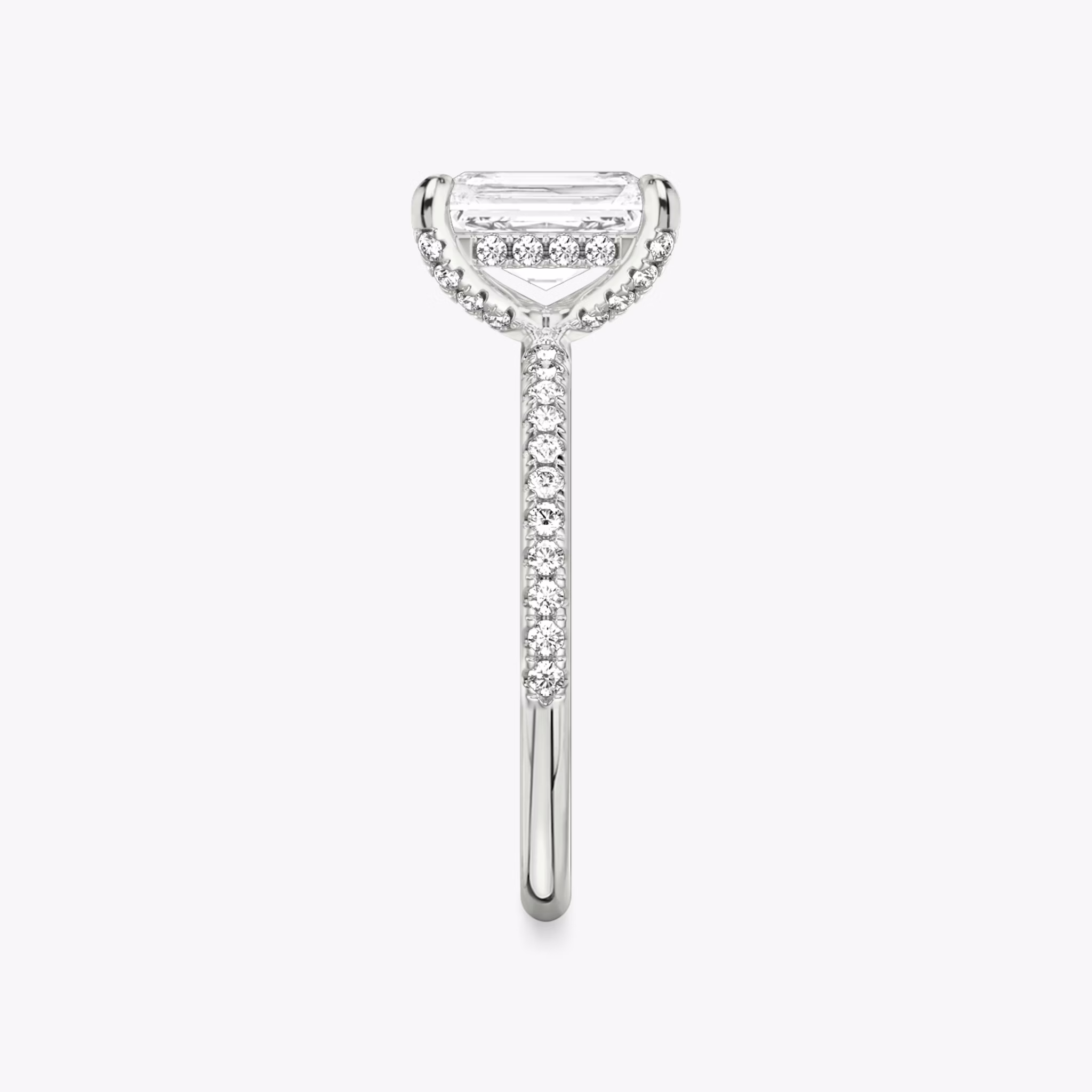The Classic Hidden Halo | Radiant | 18k | White Gold | bandAccent: Pavé | bandWidth: standard | prongStyle: Pavé | diamondOrientation: vertical | caratWeight: other