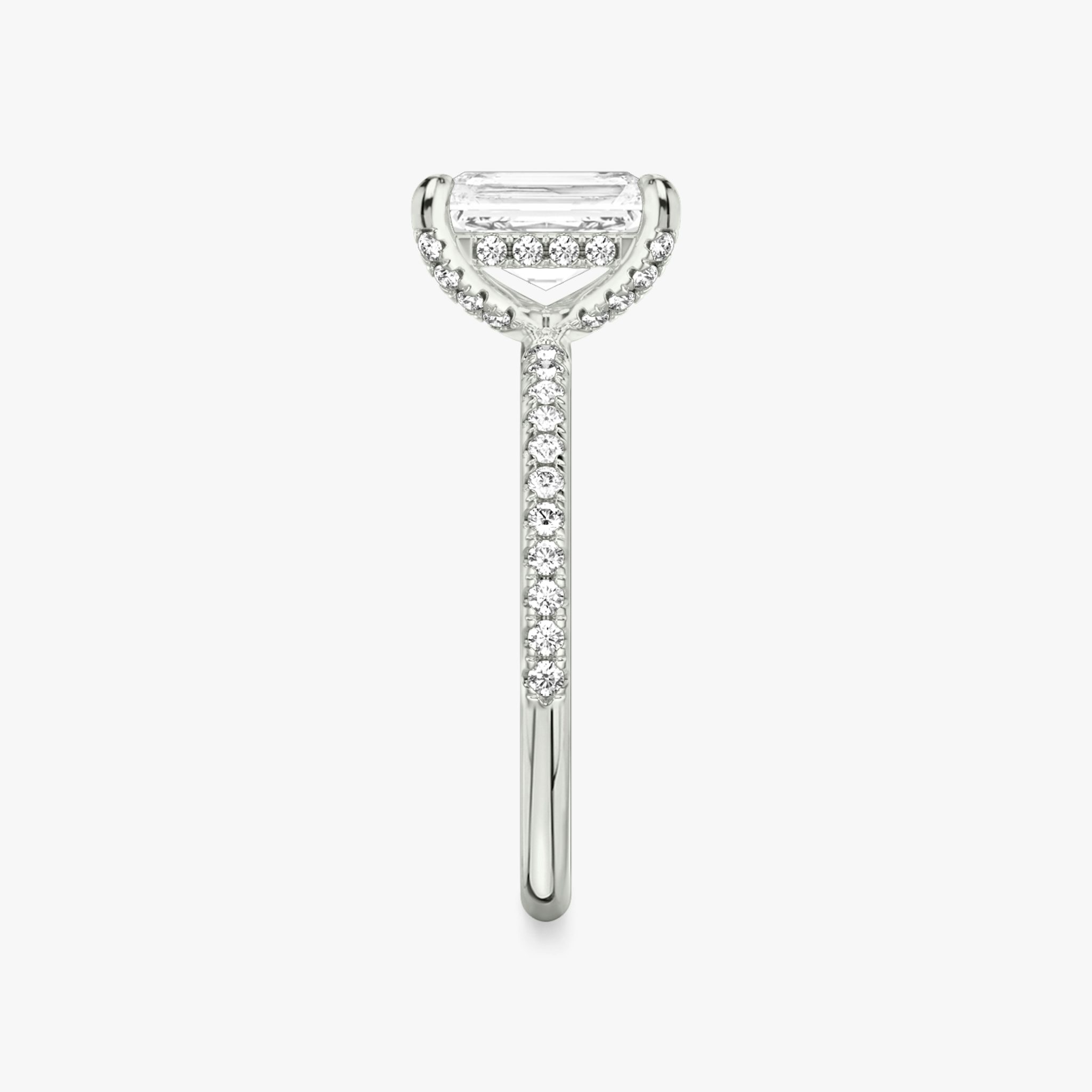 The Classic Hidden Halo | Radiant | 18k | White Gold | bandAccent: Pavé | bandWidth: standard | prongStyle: Pavé | diamondOrientation: vertical | caratWeight: other