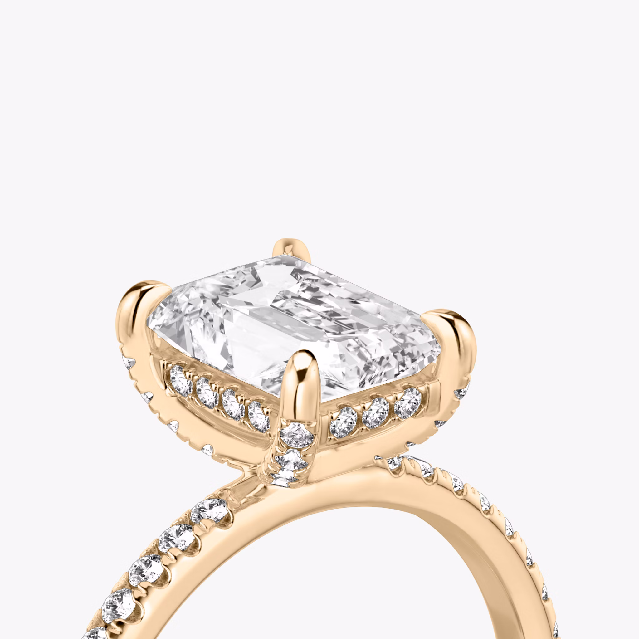 The Classic Hidden Halo | Radiant | 14k | Rose Gold | bandAccent: Pavé | bandWidth: standard | prongStyle: Pavé | diamondOrientation: vertical | caratWeight: other