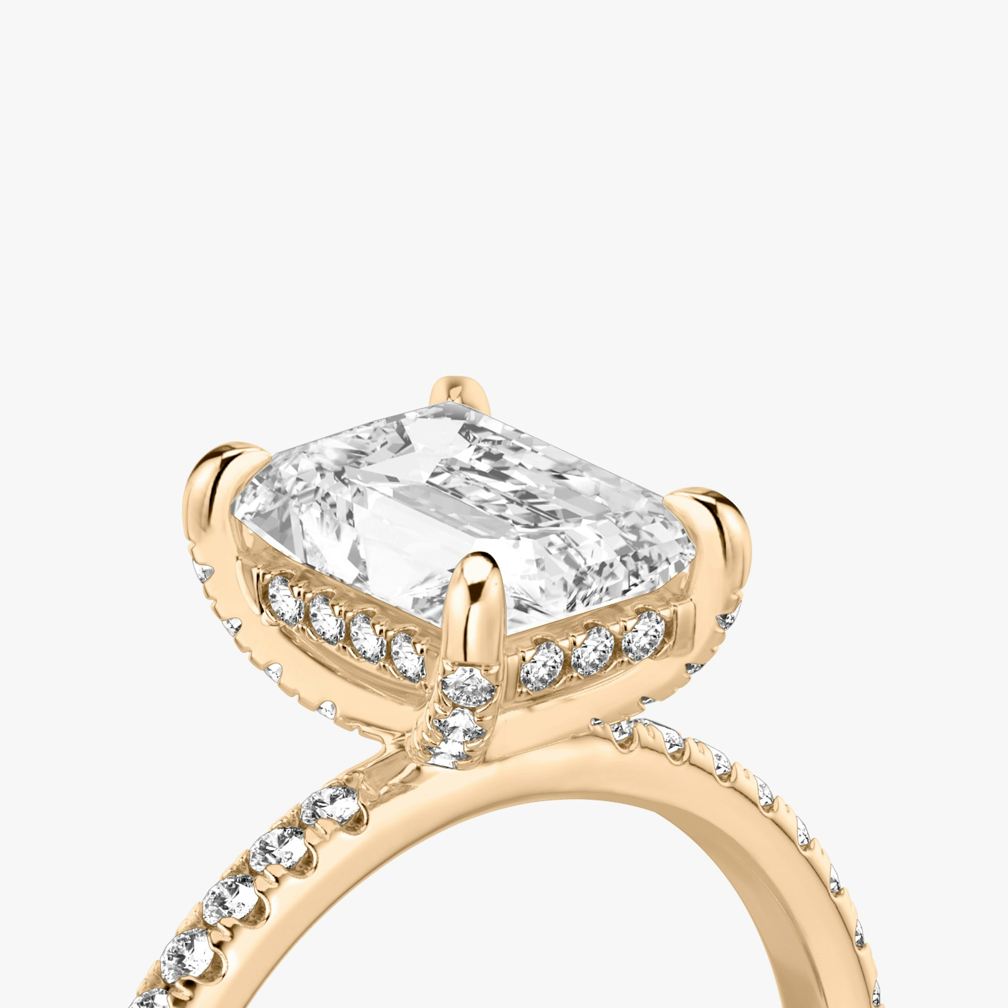 The Classic Hidden Halo | Radiant | 14k | Rose Gold | bandAccent: Pavé | bandWidth: standard | prongStyle: Pavé | diamondOrientation: vertical | caratWeight: other