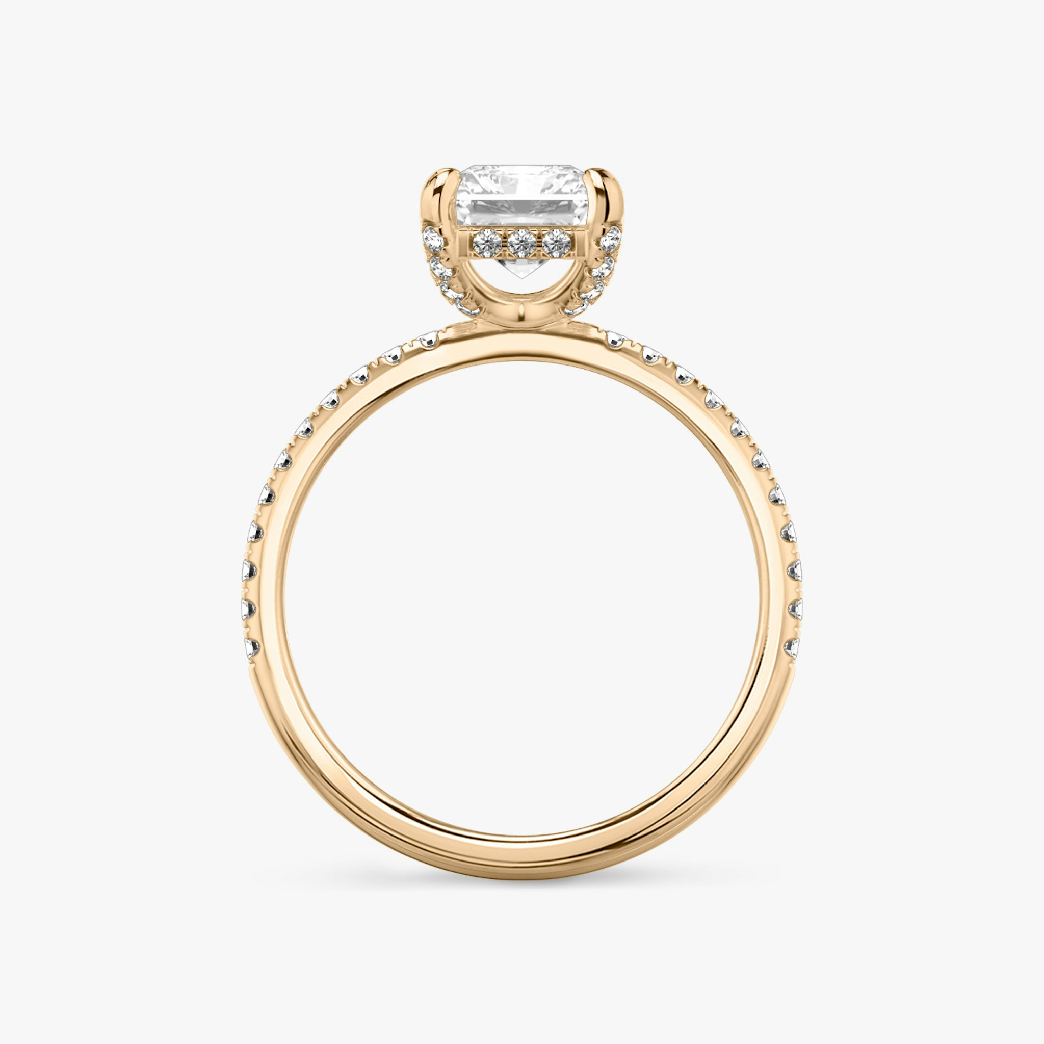 The Classic Hidden Halo | Radiant | 14k | Rose Gold | bandAccent: Pavé | bandWidth: standard | prongStyle: Pavé | diamondOrientation: vertical | caratWeight: other