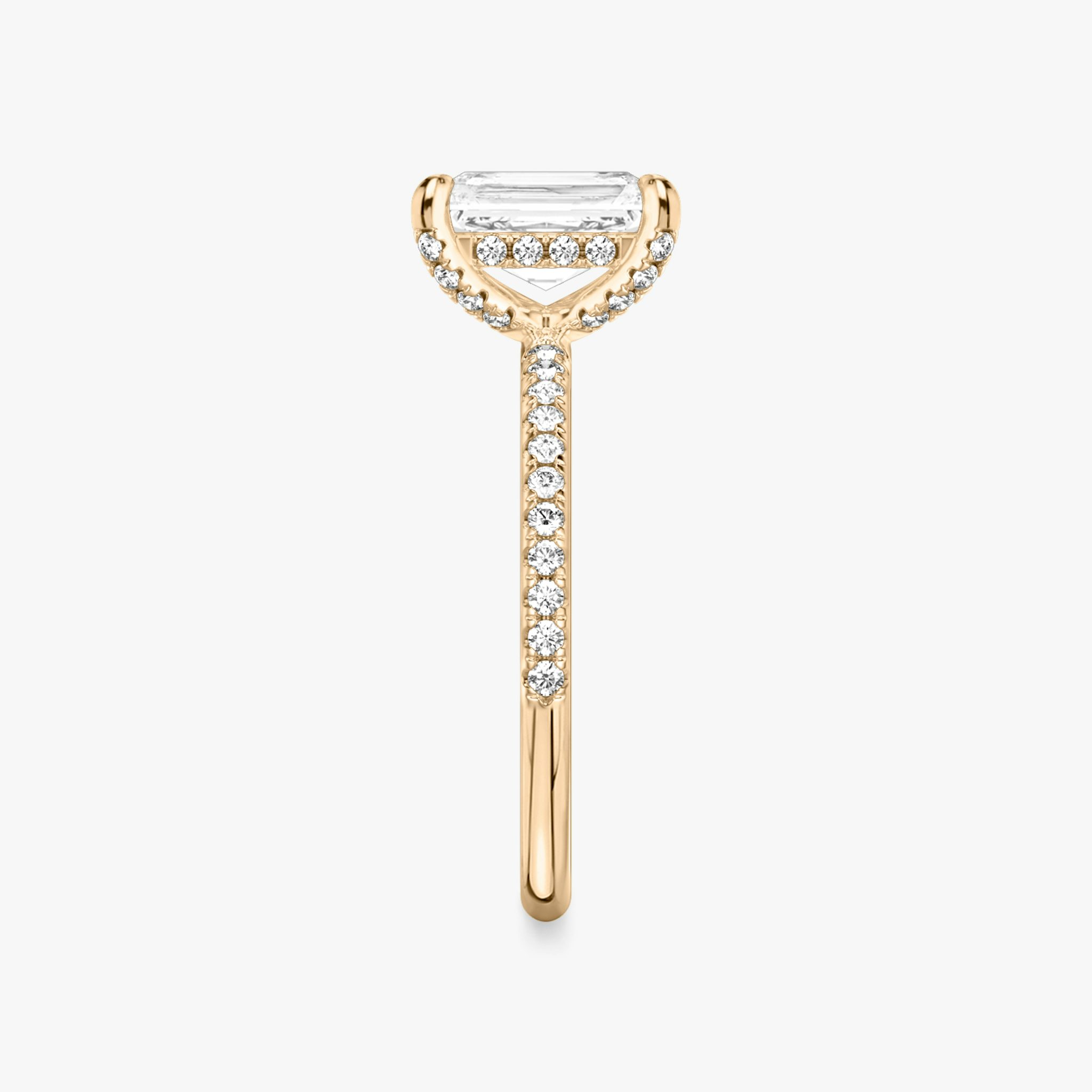 The Classic Hidden Halo | Radiant | 14k | Rose Gold | bandAccent: Pavé | bandWidth: standard | prongStyle: Pavé | diamondOrientation: vertical | caratWeight: other