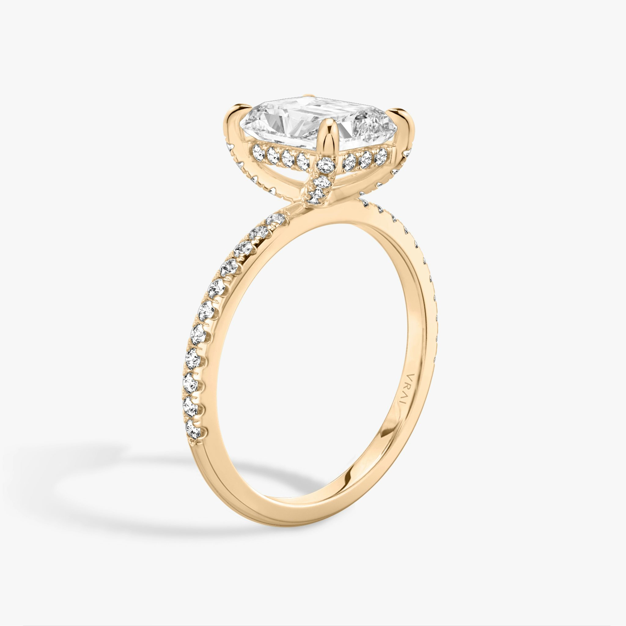 The Classic Hidden Halo | Radiant | 14k | Rose Gold | bandAccent: Pavé | bandWidth: standard | prongStyle: Pavé | diamondOrientation: vertical | caratWeight: other