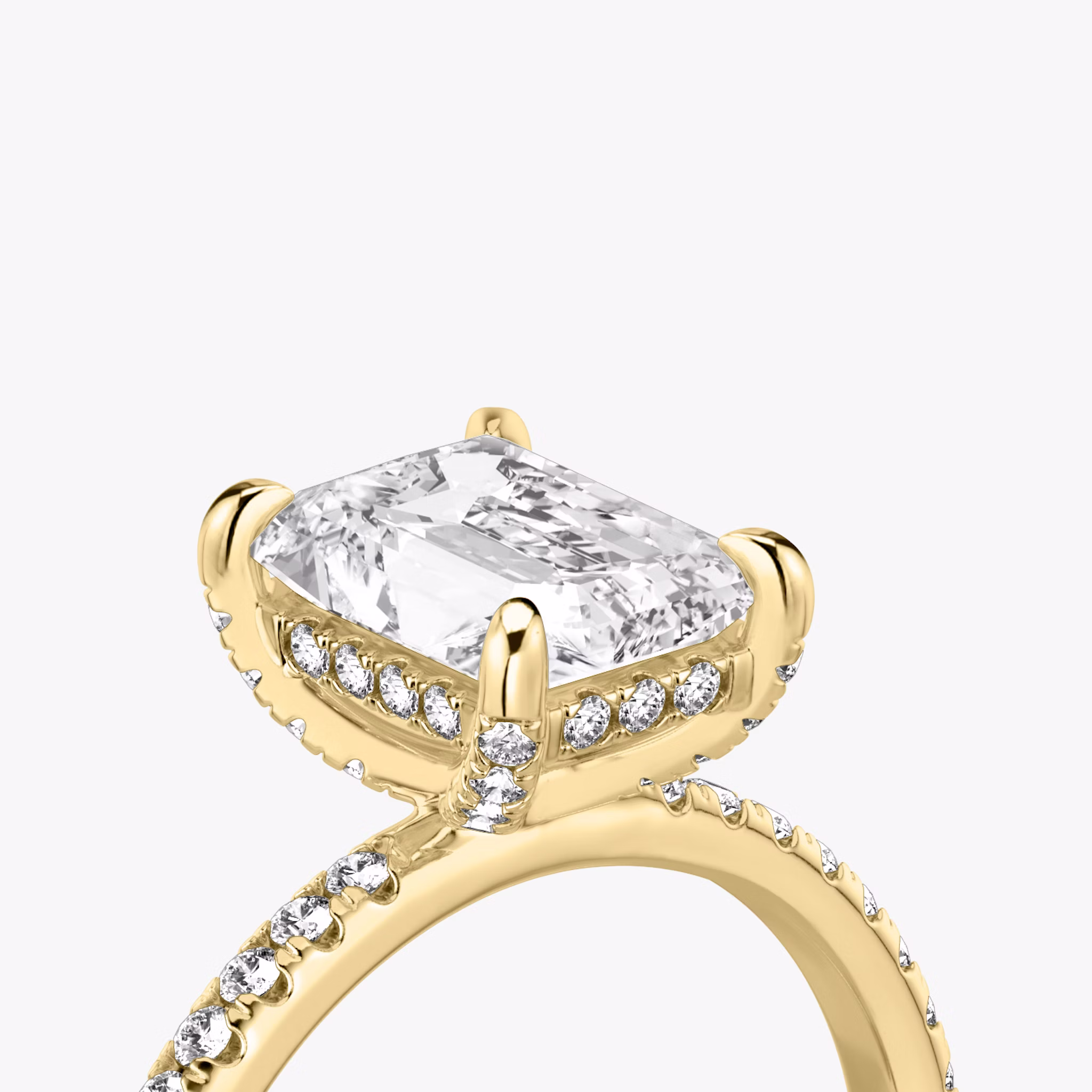 The Classic Hidden Halo | Radiant | 18k | Yellow Gold | bandAccent: Pavé | bandWidth: standard | prongStyle: Pavé | diamondOrientation: vertical | caratWeight: other