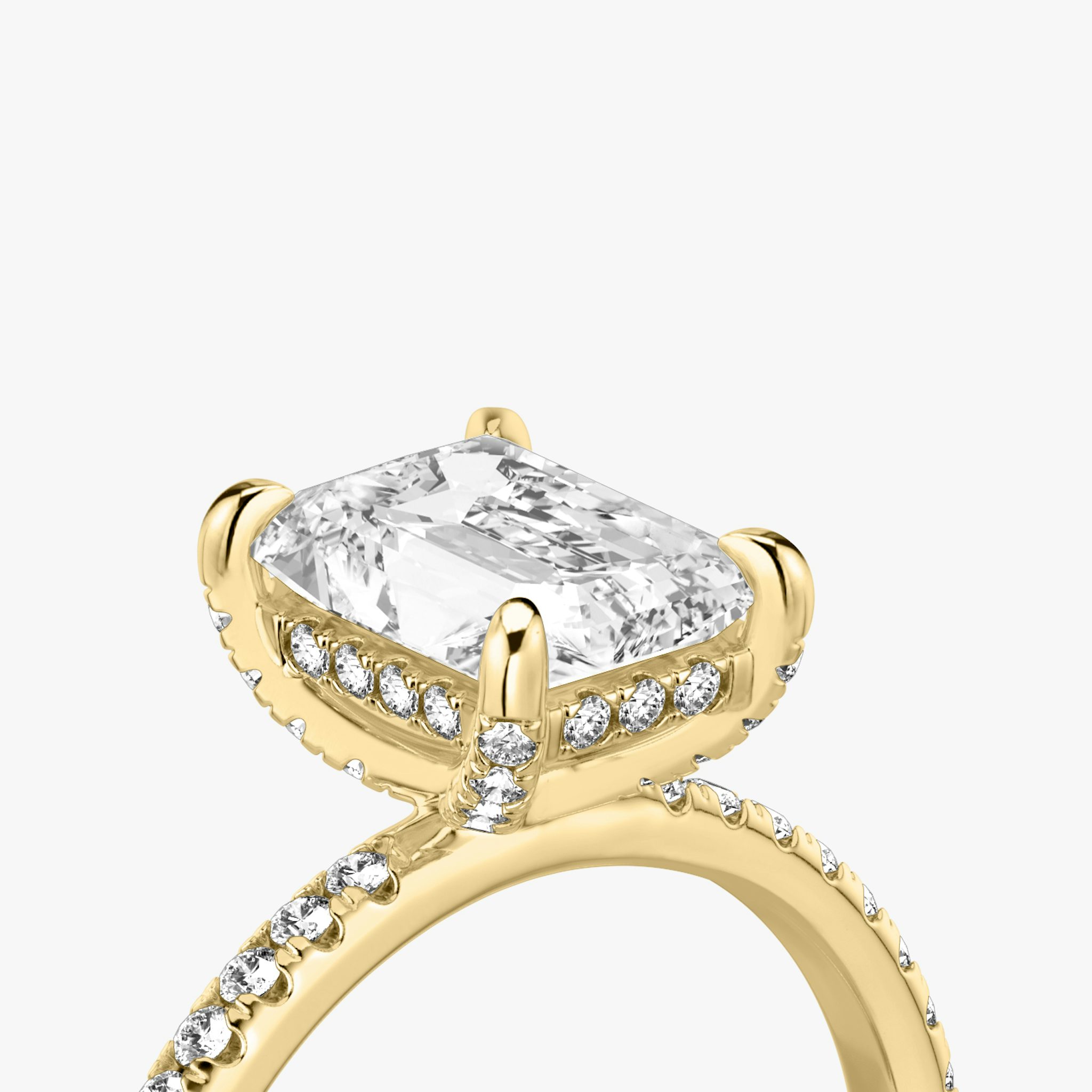 The Classic Hidden Halo | Radiant | 18k | Yellow Gold | bandAccent: Pavé | bandWidth: standard | prongStyle: Pavé | diamondOrientation: vertical | caratWeight: other