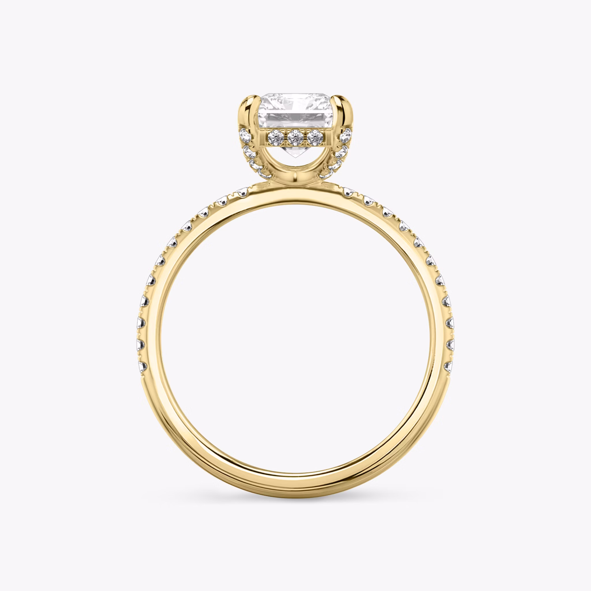 The Classic Hidden Halo | Radiant | 18k | Yellow Gold | bandAccent: Pavé | bandWidth: standard | prongStyle: Pavé | diamondOrientation: vertical | caratWeight: other