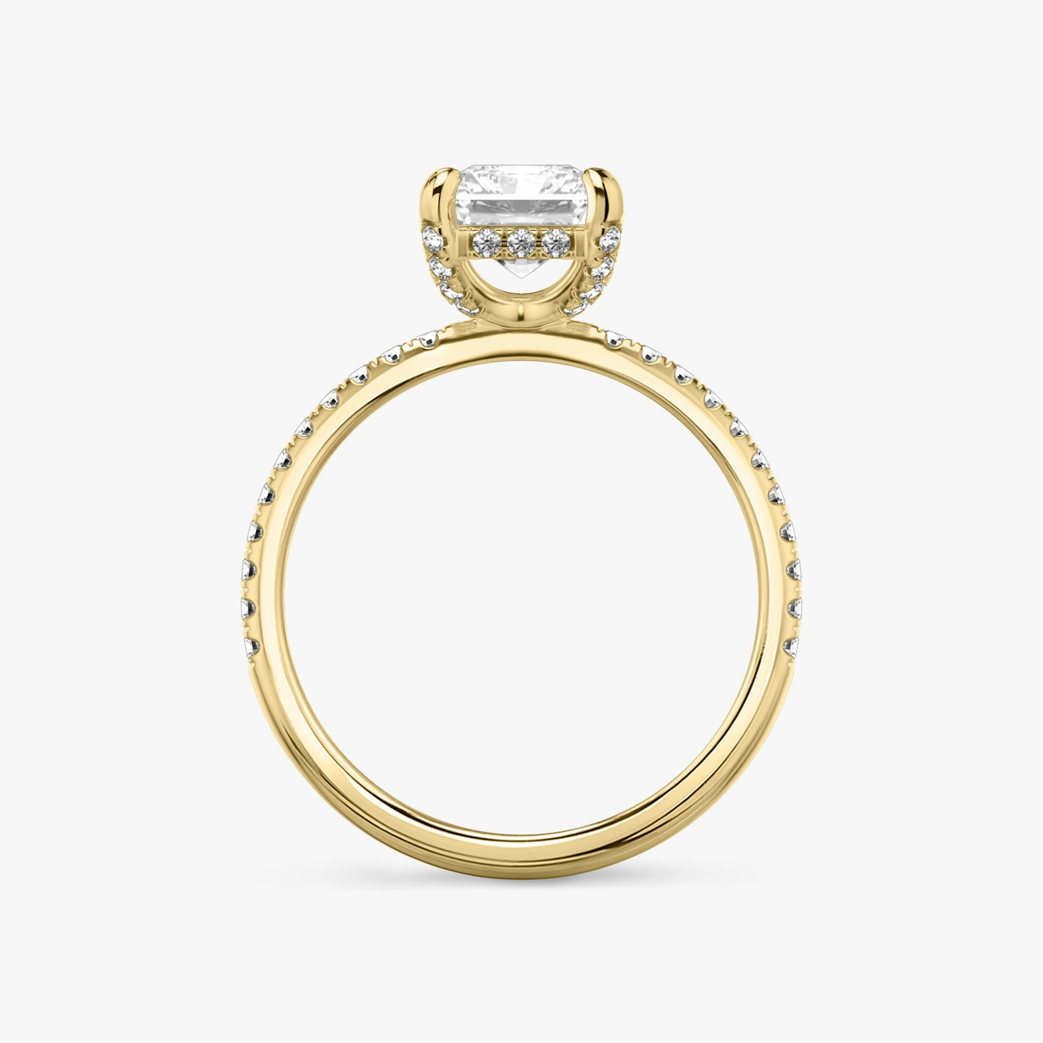 The Classic Hidden Halo | Radiant | 18k | Yellow Gold | bandAccent: Pavé | bandWidth: standard | prongStyle: Pavé | diamondOrientation: vertical | caratWeight: other
