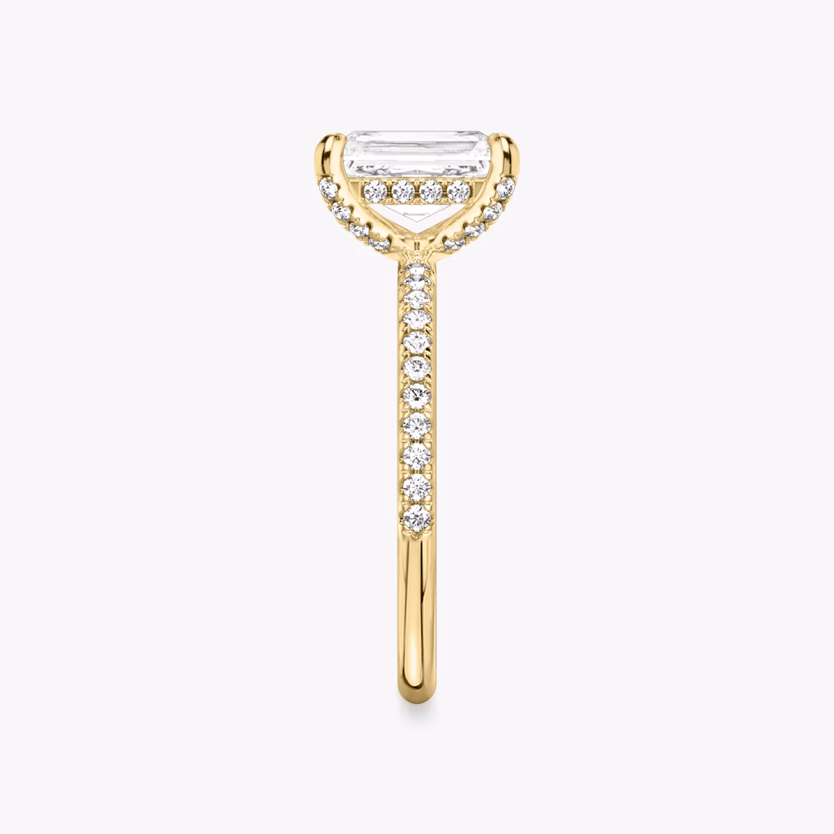 The Classic Hidden Halo | Radiant | 18k | Yellow Gold | bandAccent: Pavé | bandWidth: standard | prongStyle: Pavé | diamondOrientation: vertical | caratWeight: other
