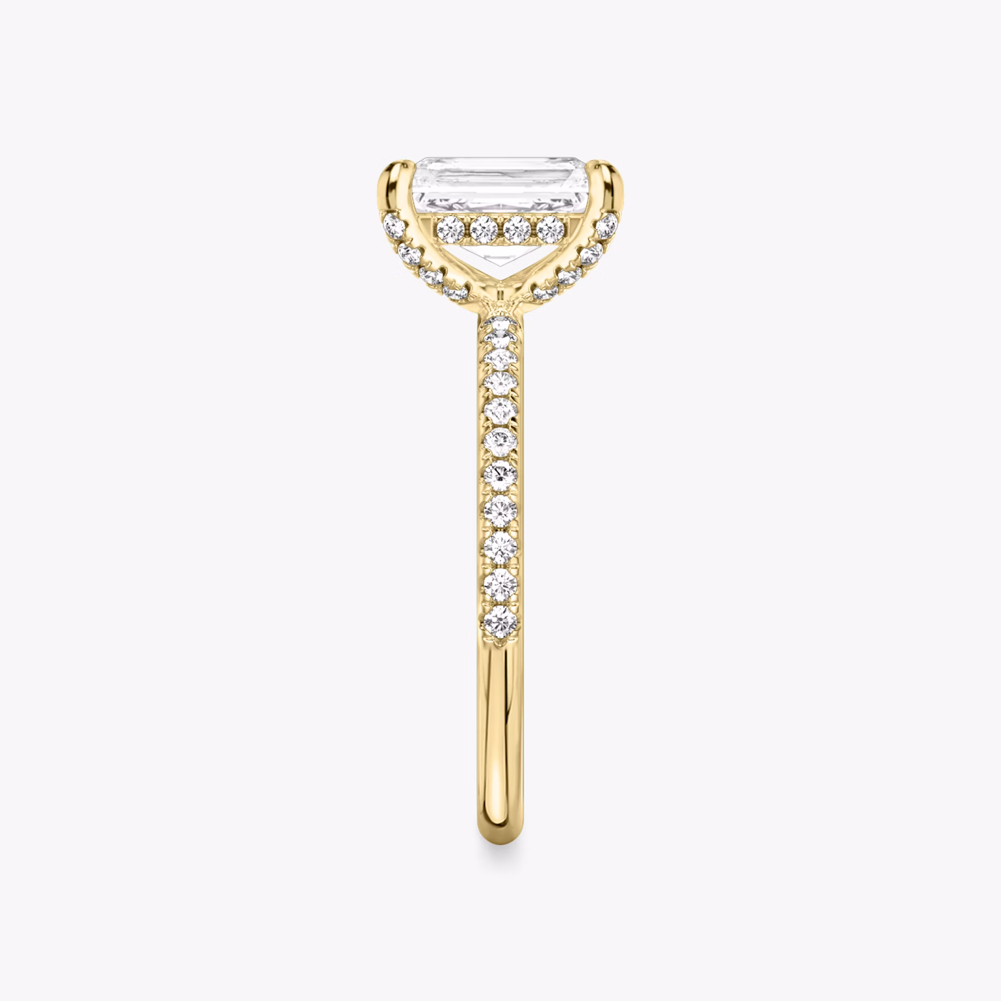The Classic Hidden Halo | Radiant | 18k | Yellow Gold | bandAccent: Pavé | bandWidth: standard | prongStyle: Pavé | diamondOrientation: vertical | caratWeight: other