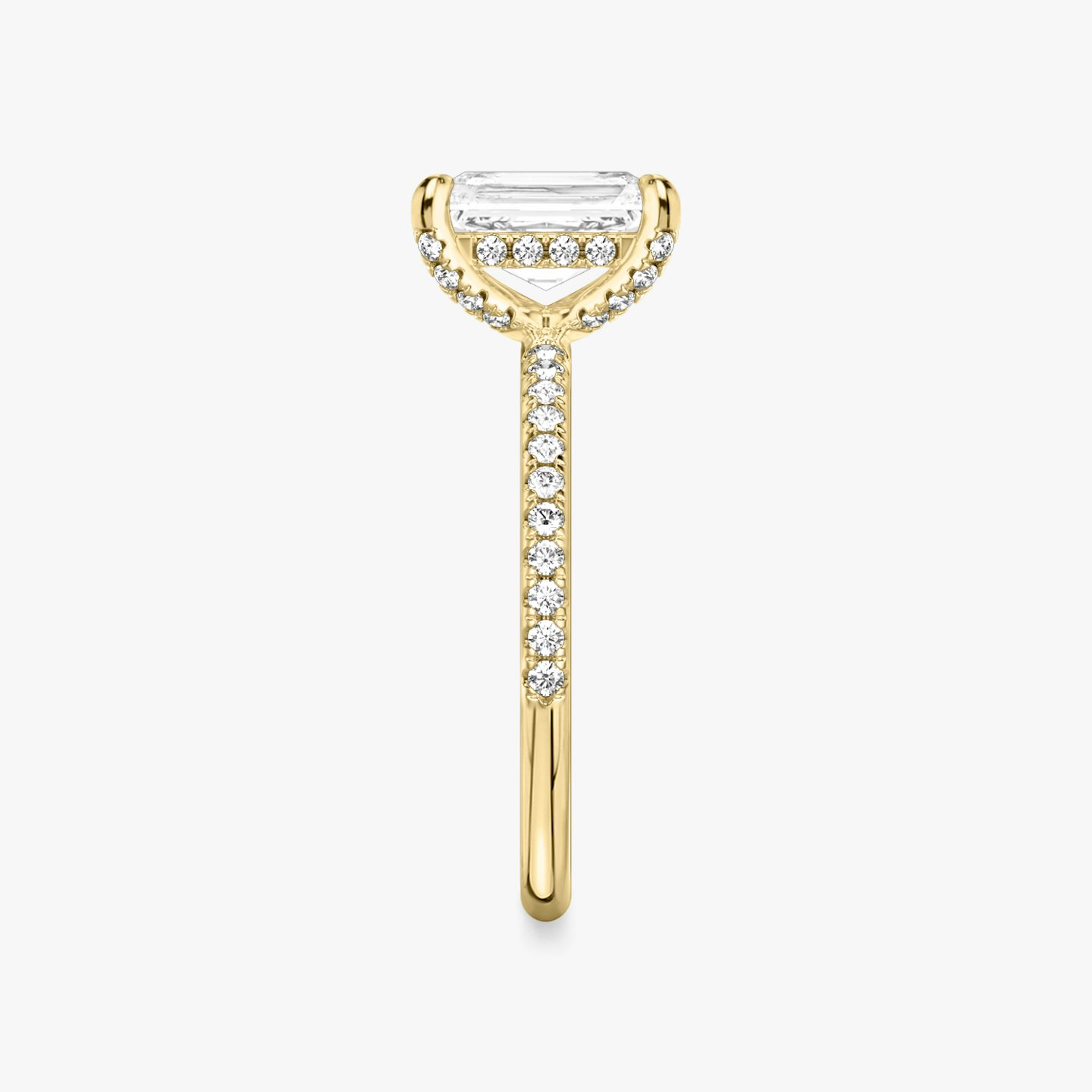 The Classic Hidden Halo | Radiant | 18k | Yellow Gold | bandAccent: Pavé | bandWidth: standard | prongStyle: Pavé | diamondOrientation: vertical | caratWeight: other