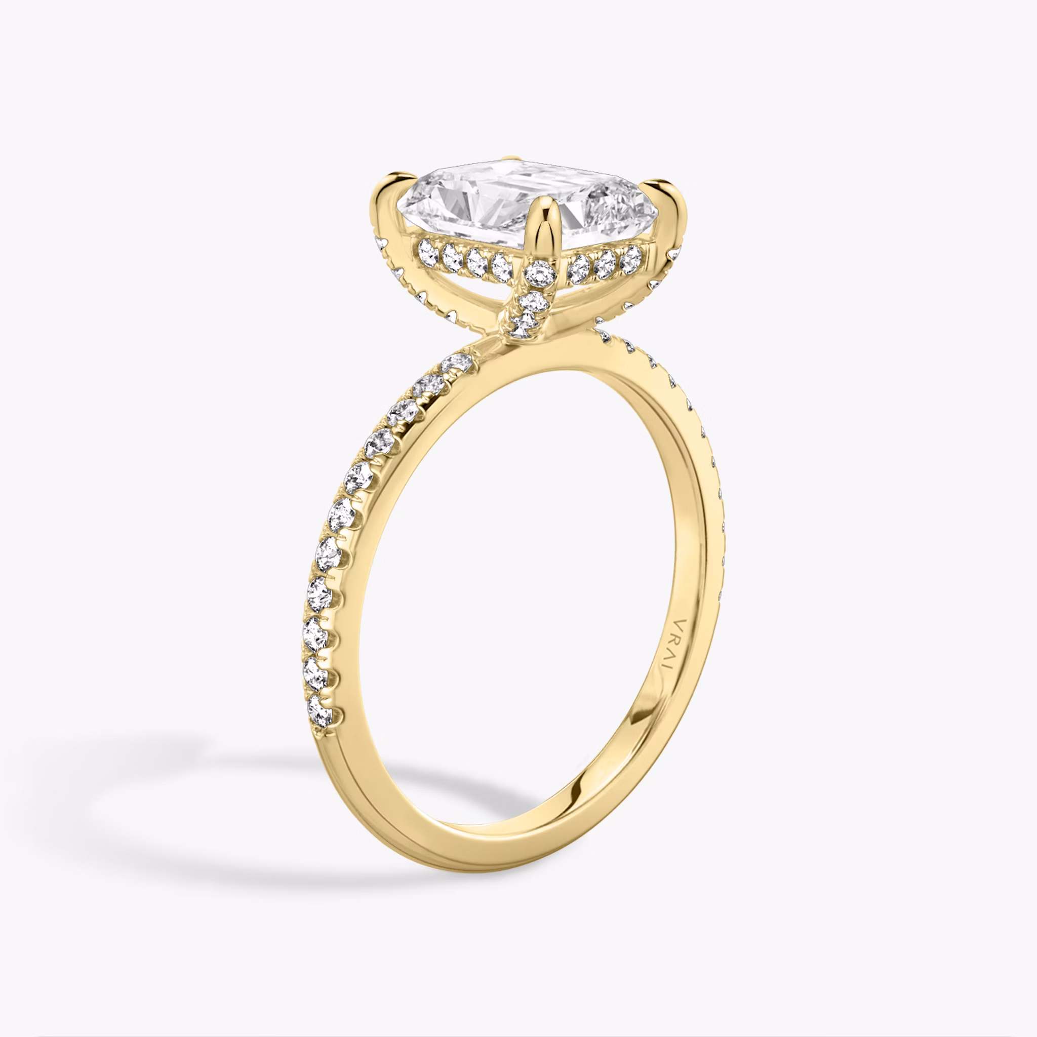 The Classic Hidden Halo | Radiant | 18k | Yellow Gold | bandAccent: Pavé | bandWidth: standard | prongStyle: Pavé | diamondOrientation: vertical | caratWeight: other
