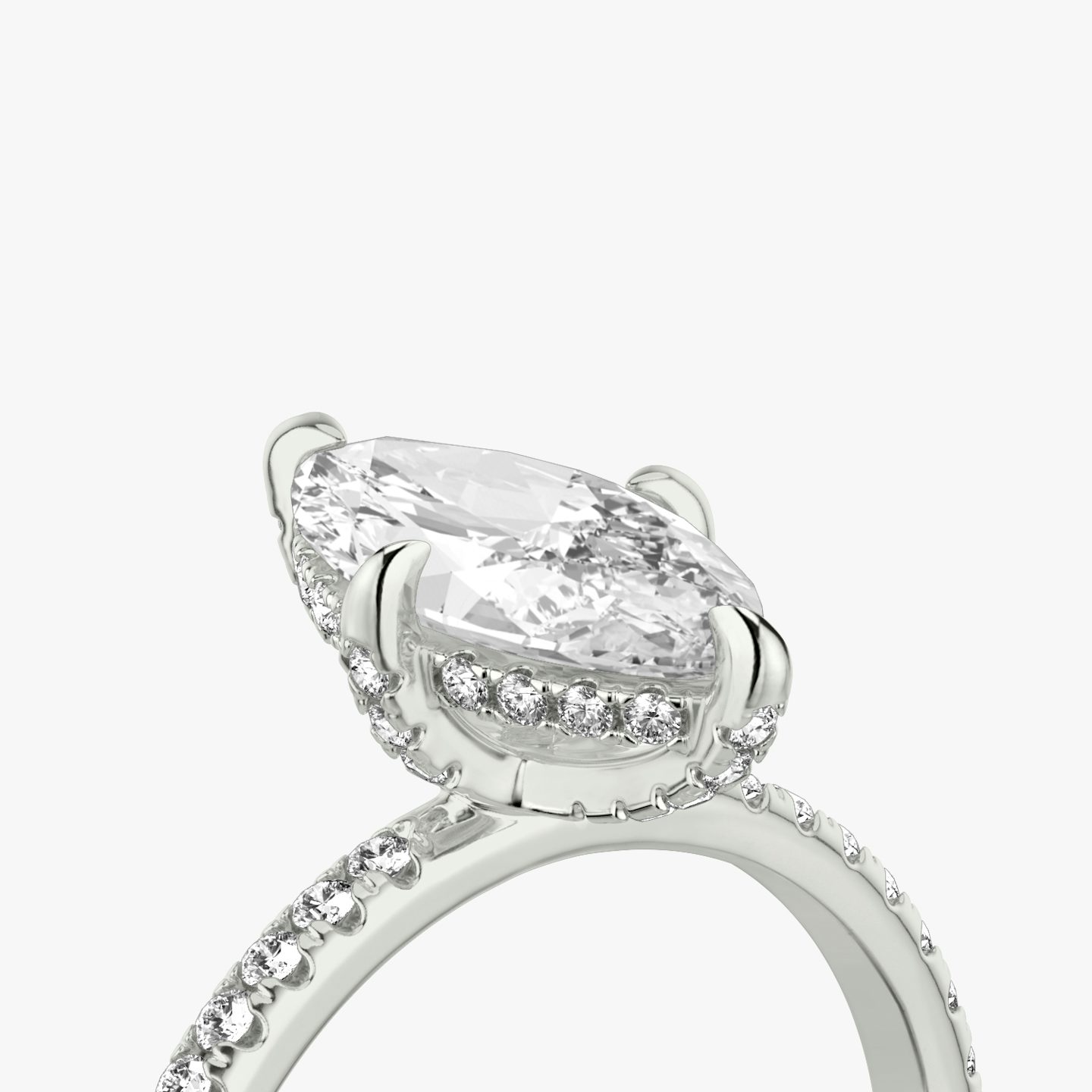 The Classic Hidden Halo | Marquise | Platinum | bandAccent: Pavé | bandWidth: standard | prongStyle: Pavé | diamondOrientation: vertical | caratWeight: other