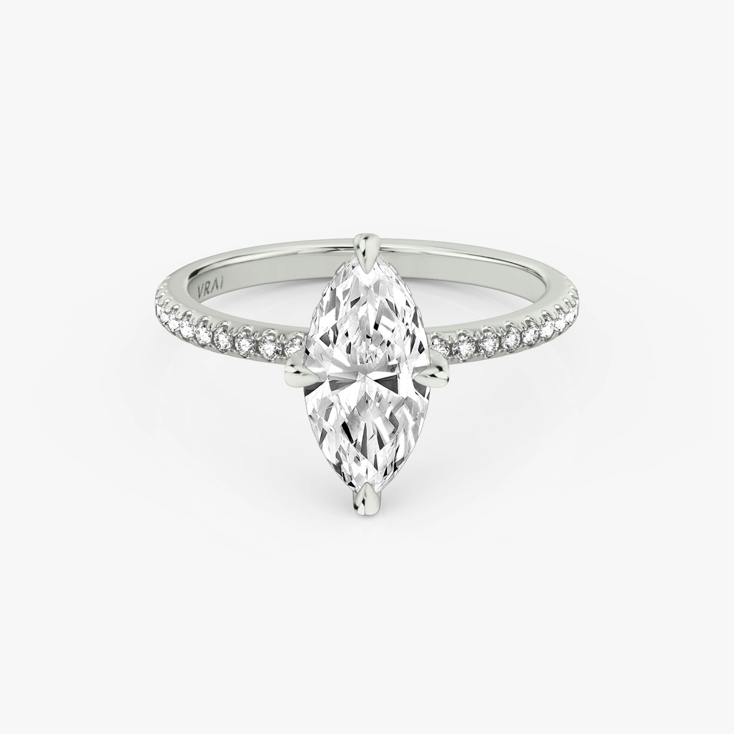 The Classic Hidden Halo | Marquise | Platinum | bandAccent: Pavé | bandWidth: standard | prongStyle: Pavé | diamondOrientation: vertical | caratWeight: other