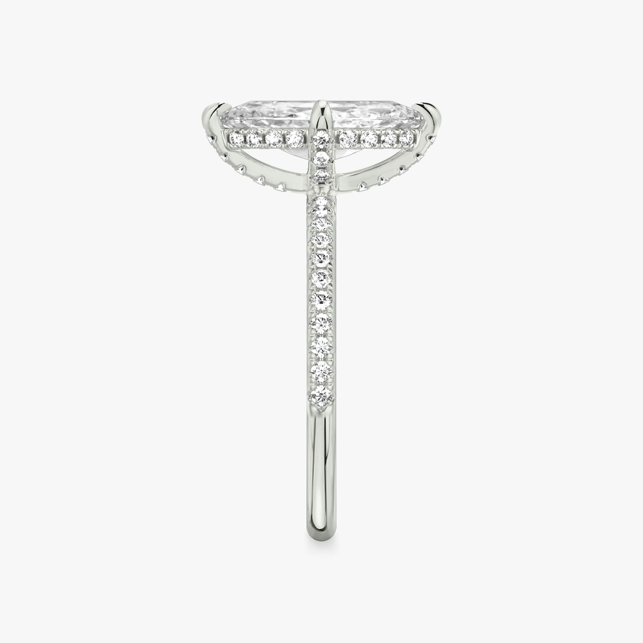 The Classic Hidden Halo | Marquise | 18k | White Gold | bandAccent: Pavé | bandWidth: standard | prongStyle: Pavé | diamondOrientation: vertical | caratWeight: other