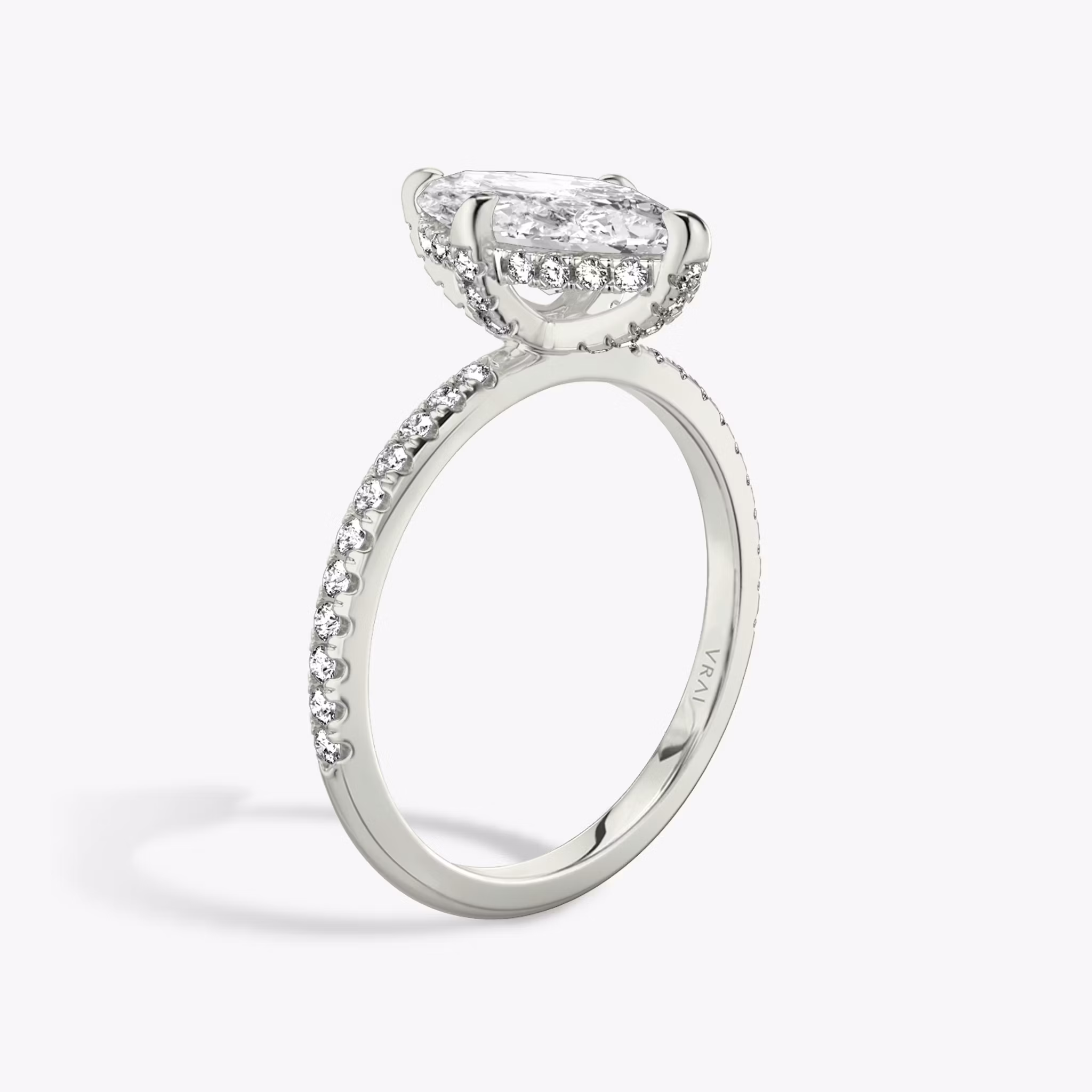 The Classic Hidden Halo Marquise | White Gold